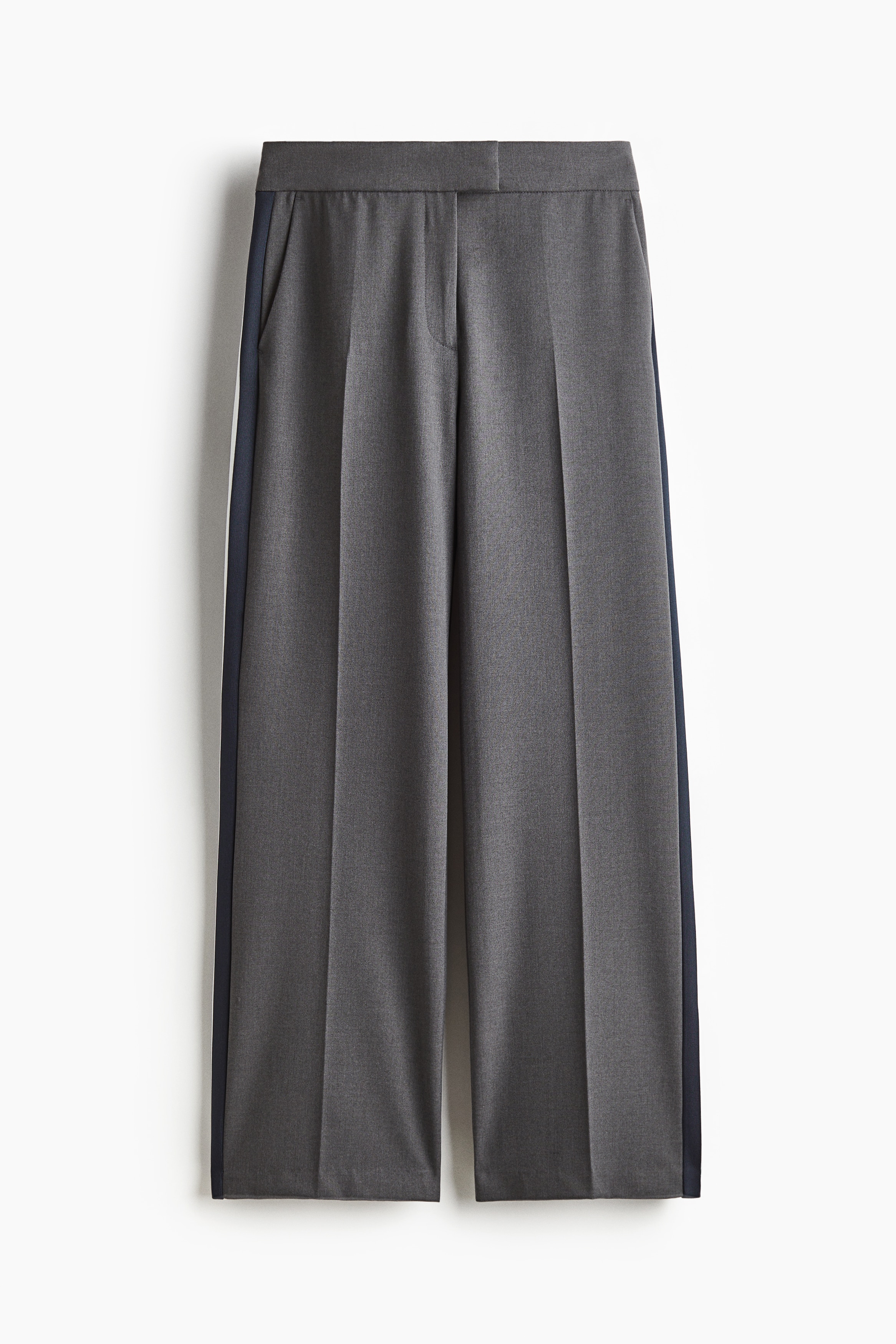 Stylede bukser med sidestriber - Gråmeleret/Marineblå/Nålestribet