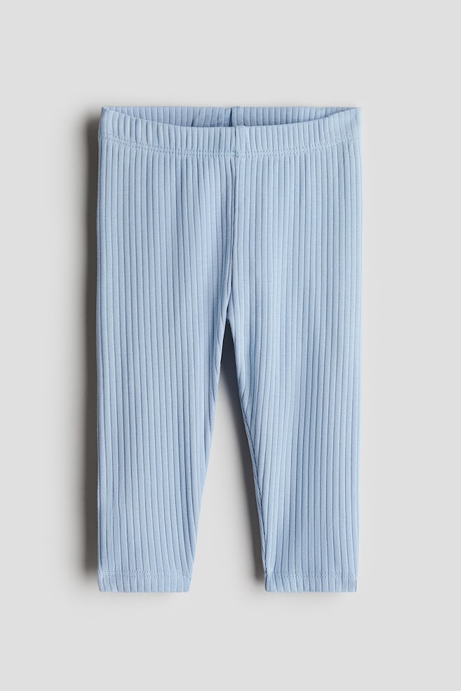 Ribbed Cotton Leggings - Light blue/Light gray/Beige/Black/Dusty pink/Light pink/Light blue - 1