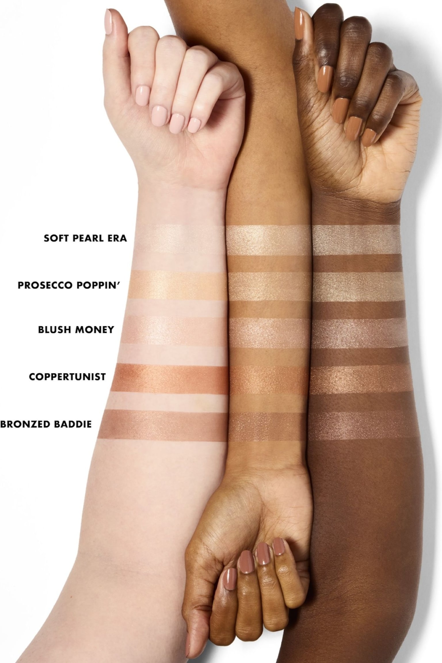 Halo Glow Silky Powder Highlighter - Soft Pearl Era/Coppertunist/Prosecco Poppin'/Blush Money/Bronzed Baddie - 6