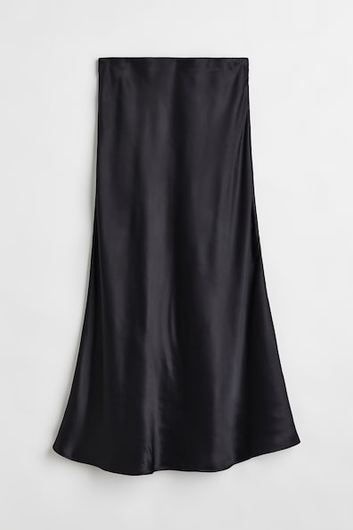 Flared skirt - Regular waist - Midi - Black - Ladies | H&M GB