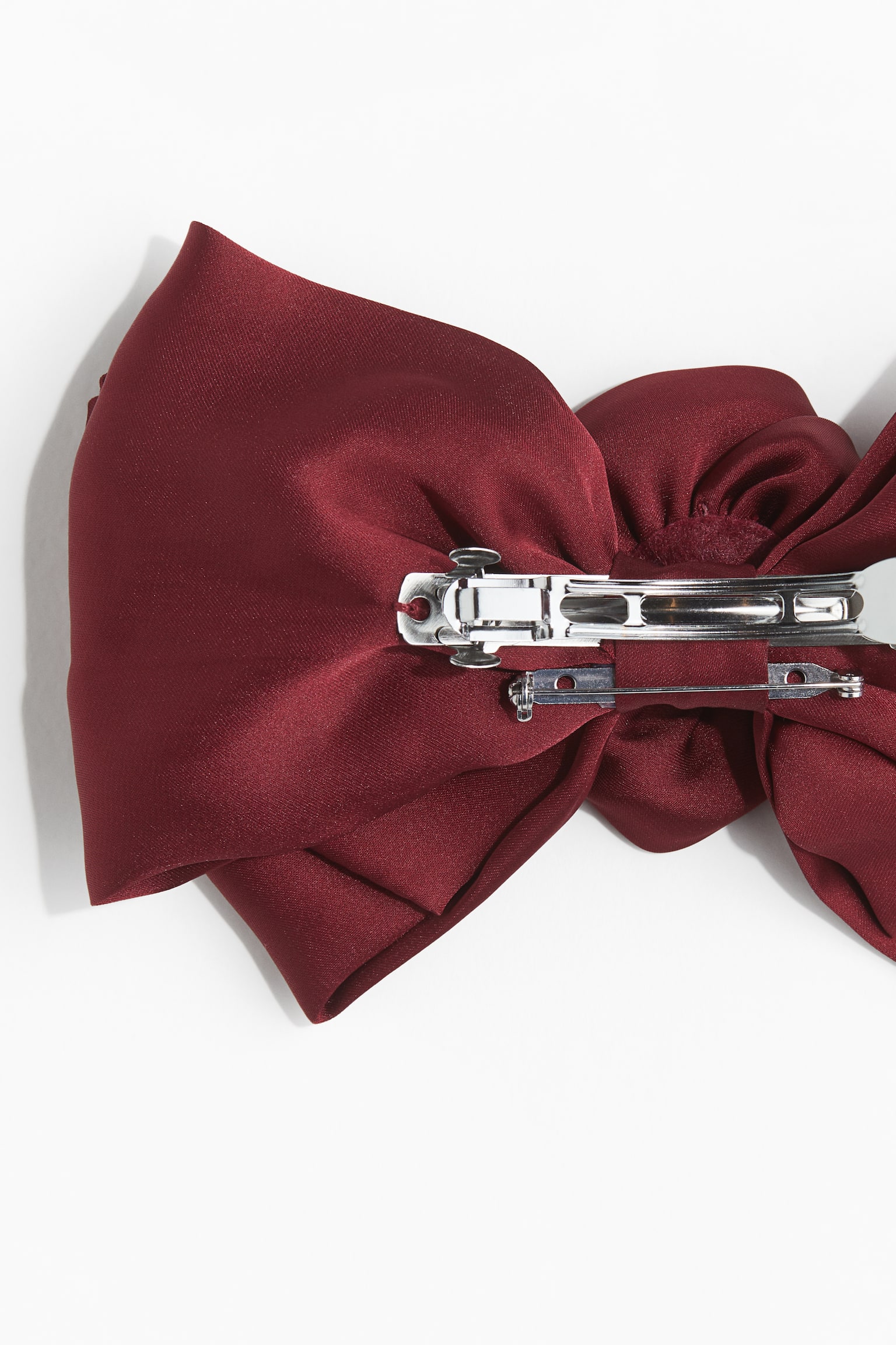 Flower-detail bow hair clip - Burgundy - 3