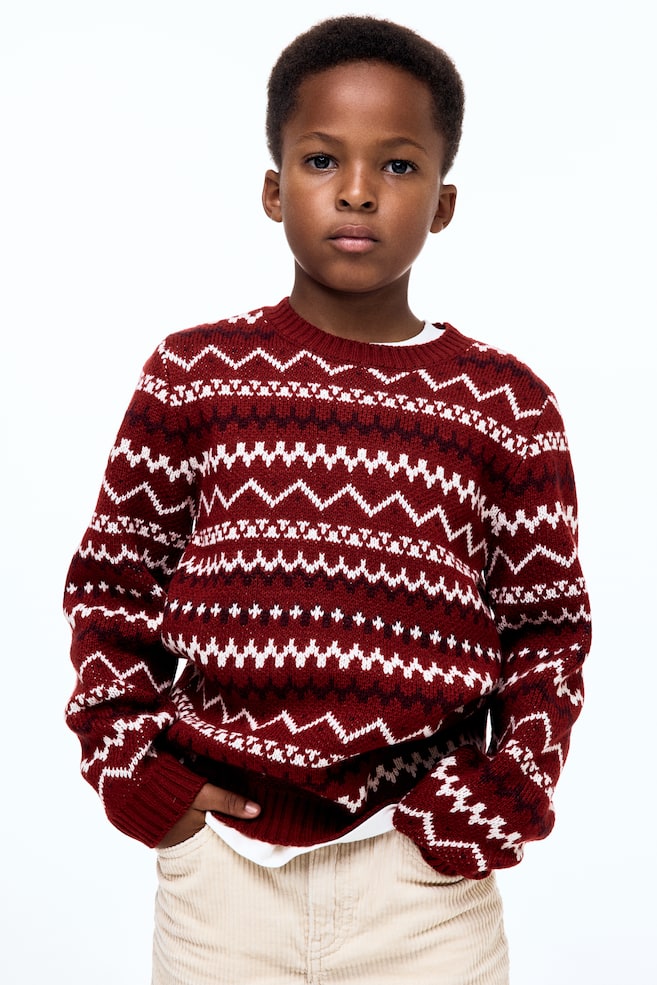 Pullover in maglia jacquard - Rosso/fantasia/Blu navy/dinosauri/Rosso/fantasia - 2