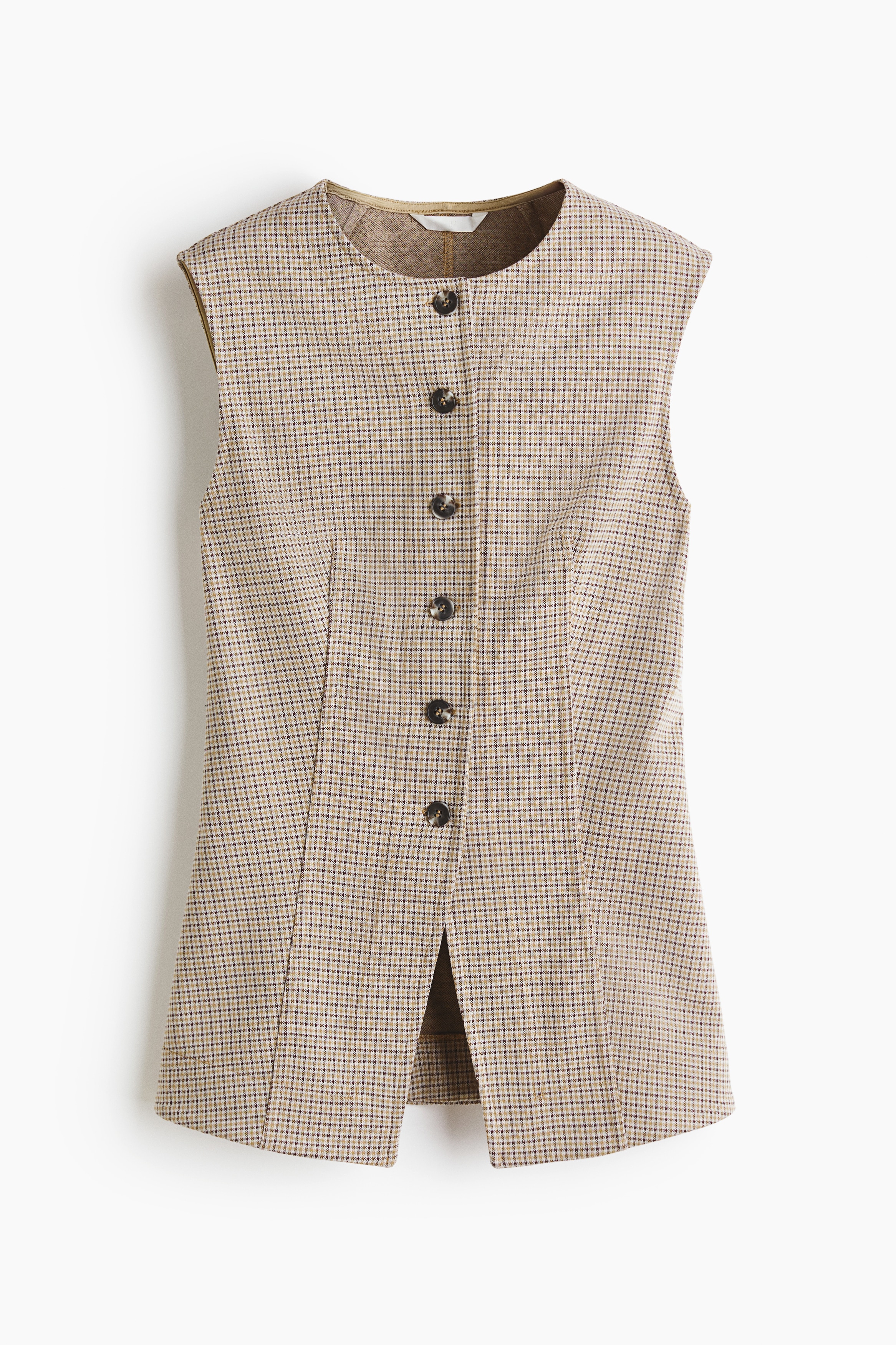 Jacquard Jersey Vest-Beige/Check