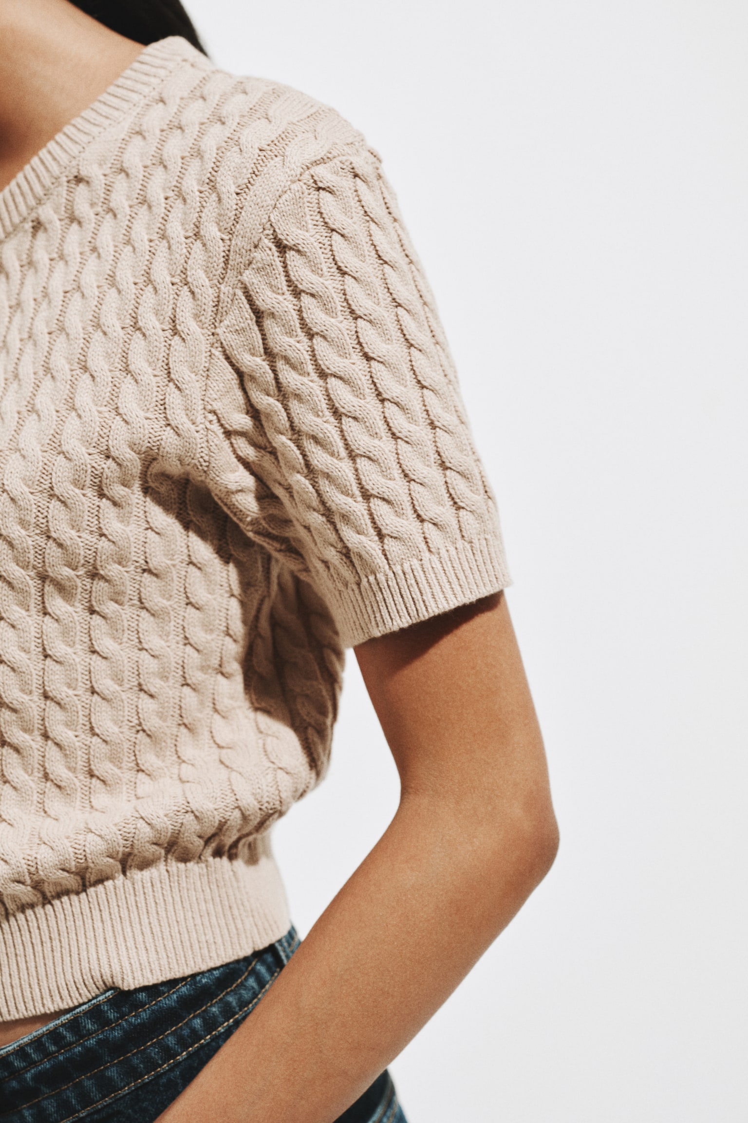 Áo cardigan dệt vặn thừng - Màu be nhạt/Màu kem/Màu xanh dương nhạt - 5