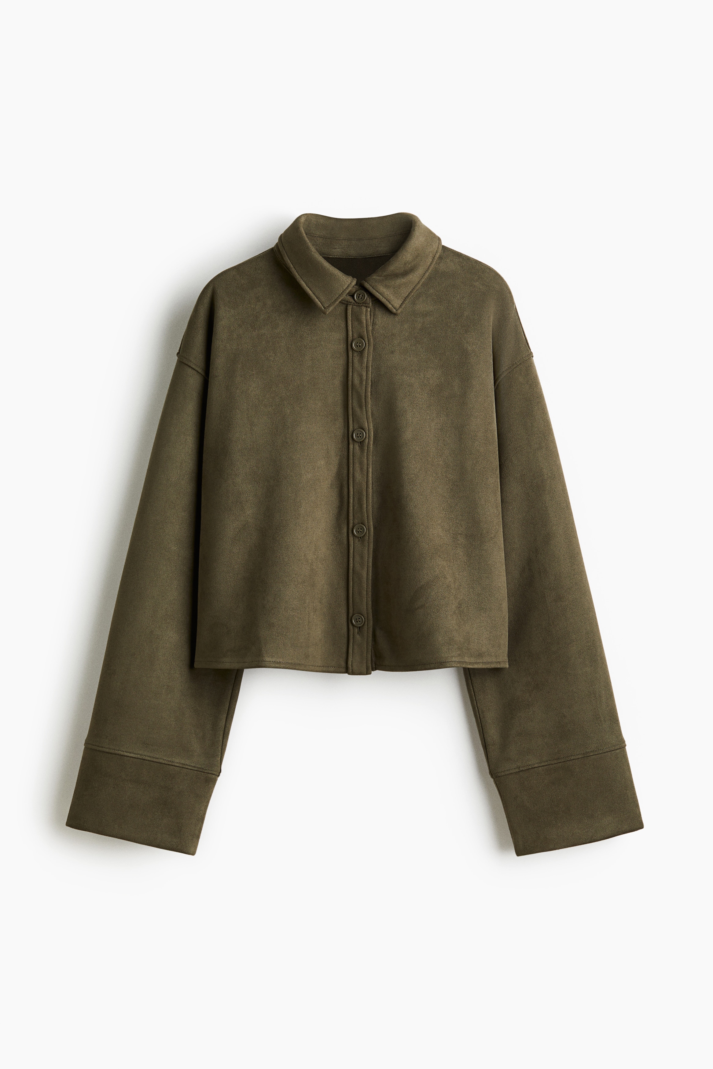Loose-fit shirt - Dark khaki green/Dark beige