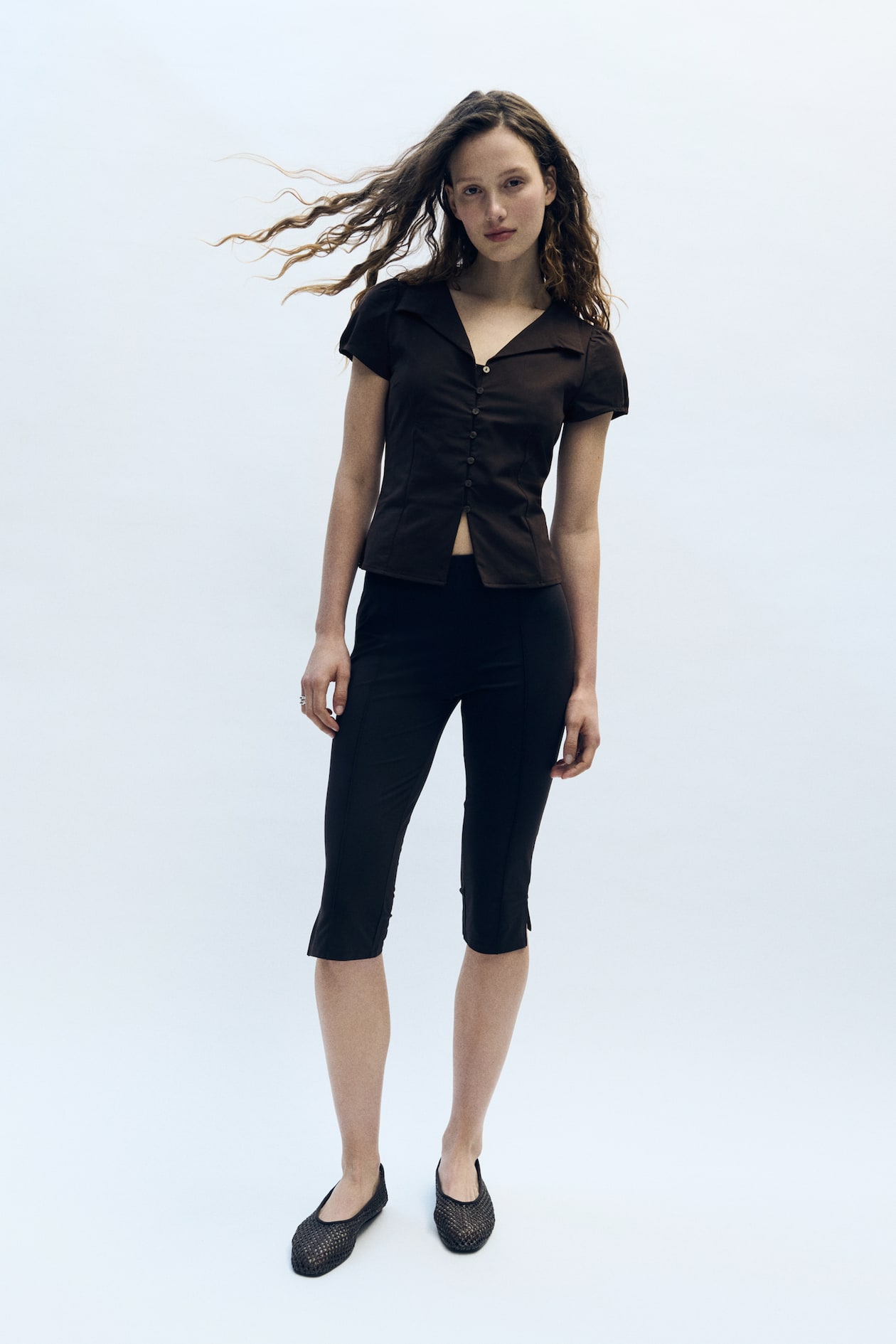 Button-Front Top with Collar - image 2