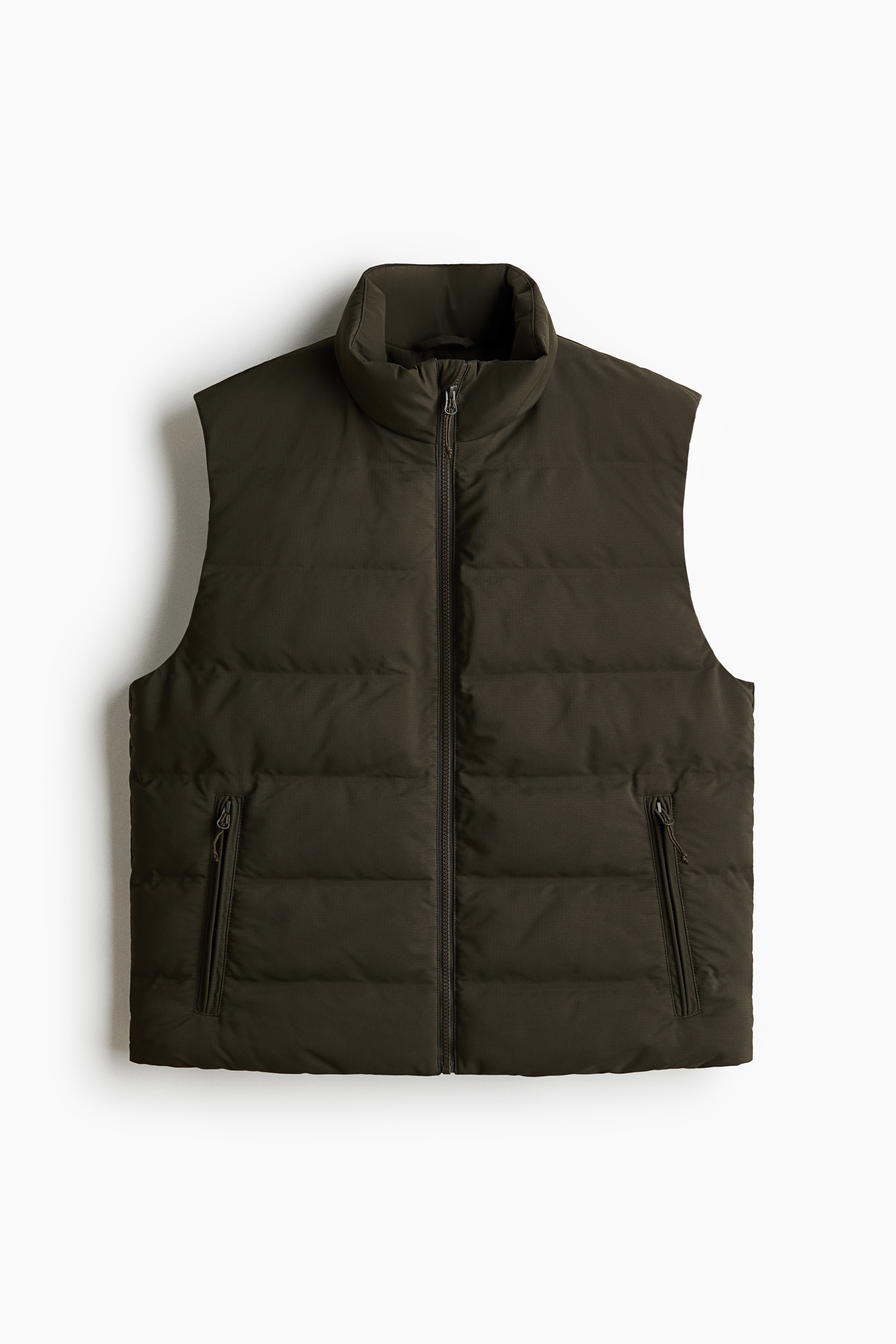 Windproof & Water-Repellent Puffer Vest - Dark khaki green/Black