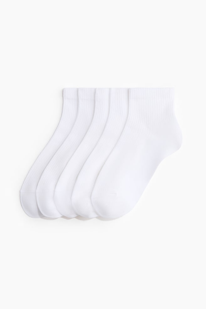 5-pack Ankle Socks - White/Cream/light blue/Cream/light beige melange - 1
