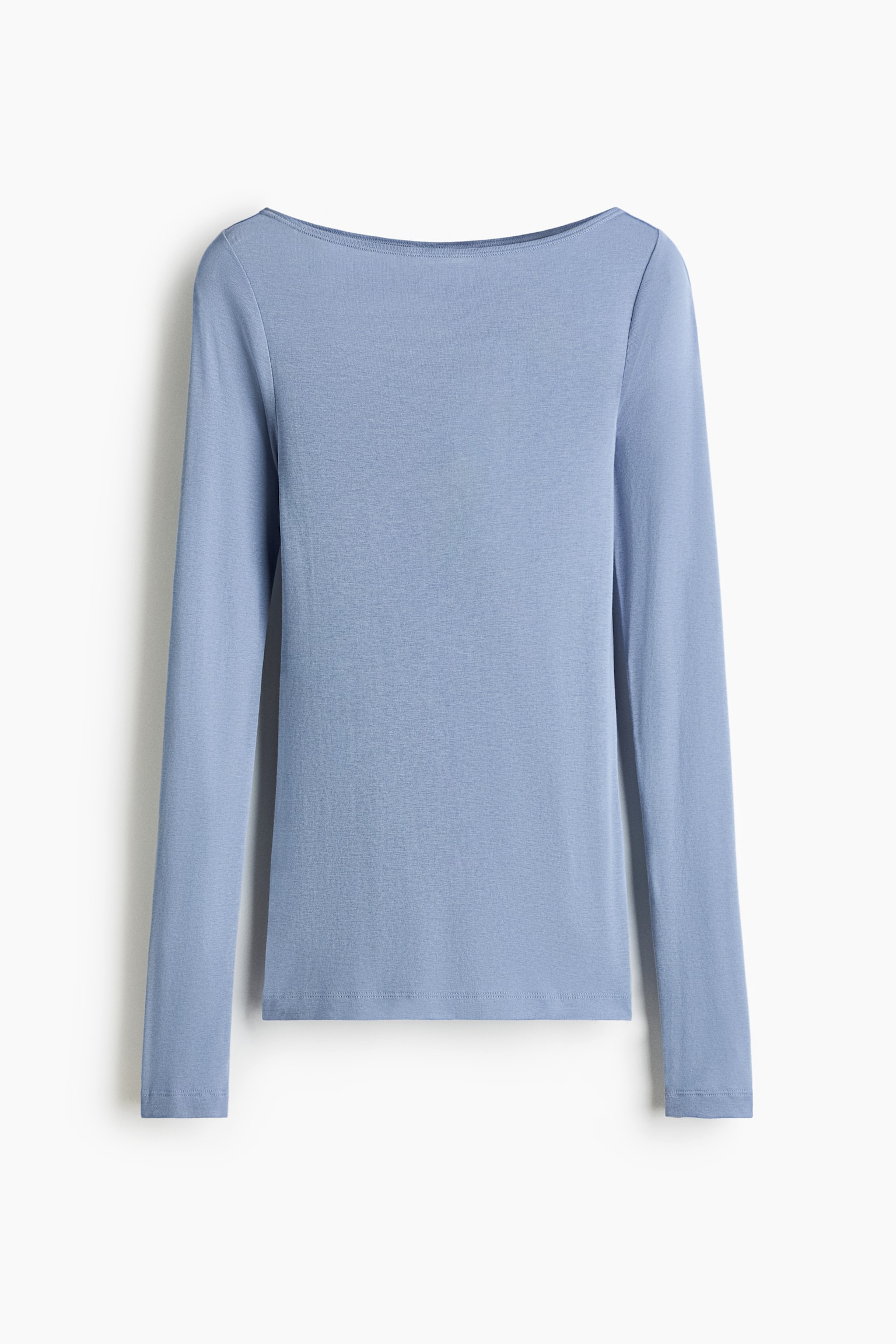Baumwollshirt mit U-Boot-Ausschnitt - Helles Mattblau/Cremefarben/Schwarz