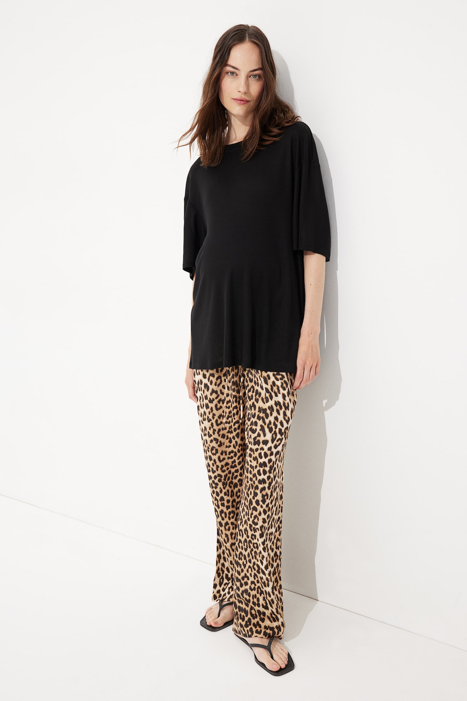 MAMA Pull-on trousers - Beige/Leopard print - 1