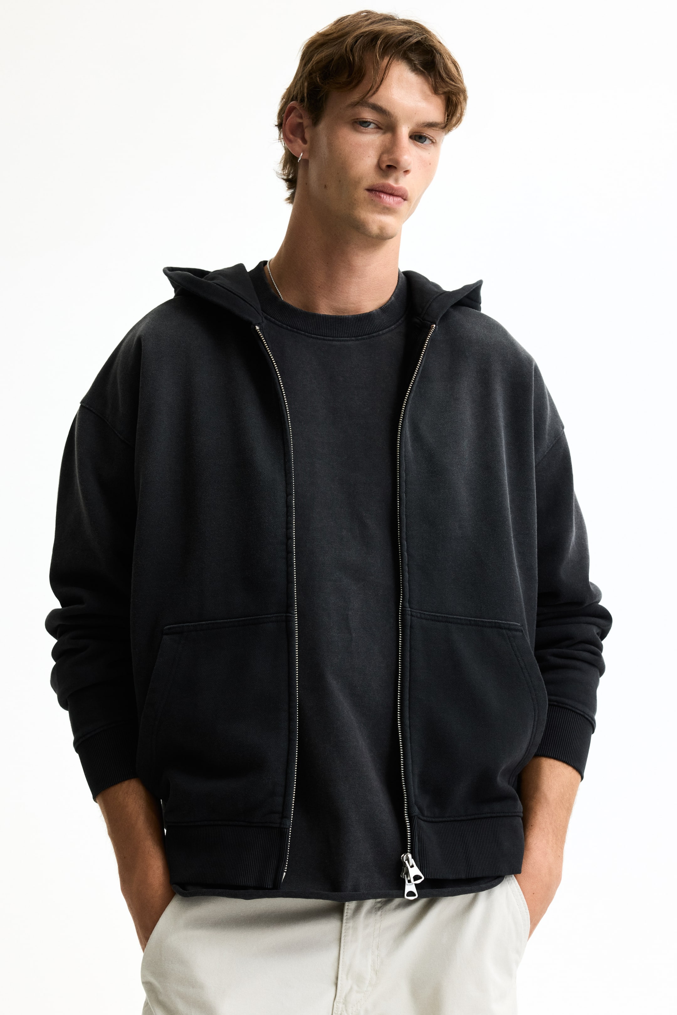 View larger image: Relaxed-Fit Printed Hooded Jacket - Black/New Borough League - Men | H&M US 1