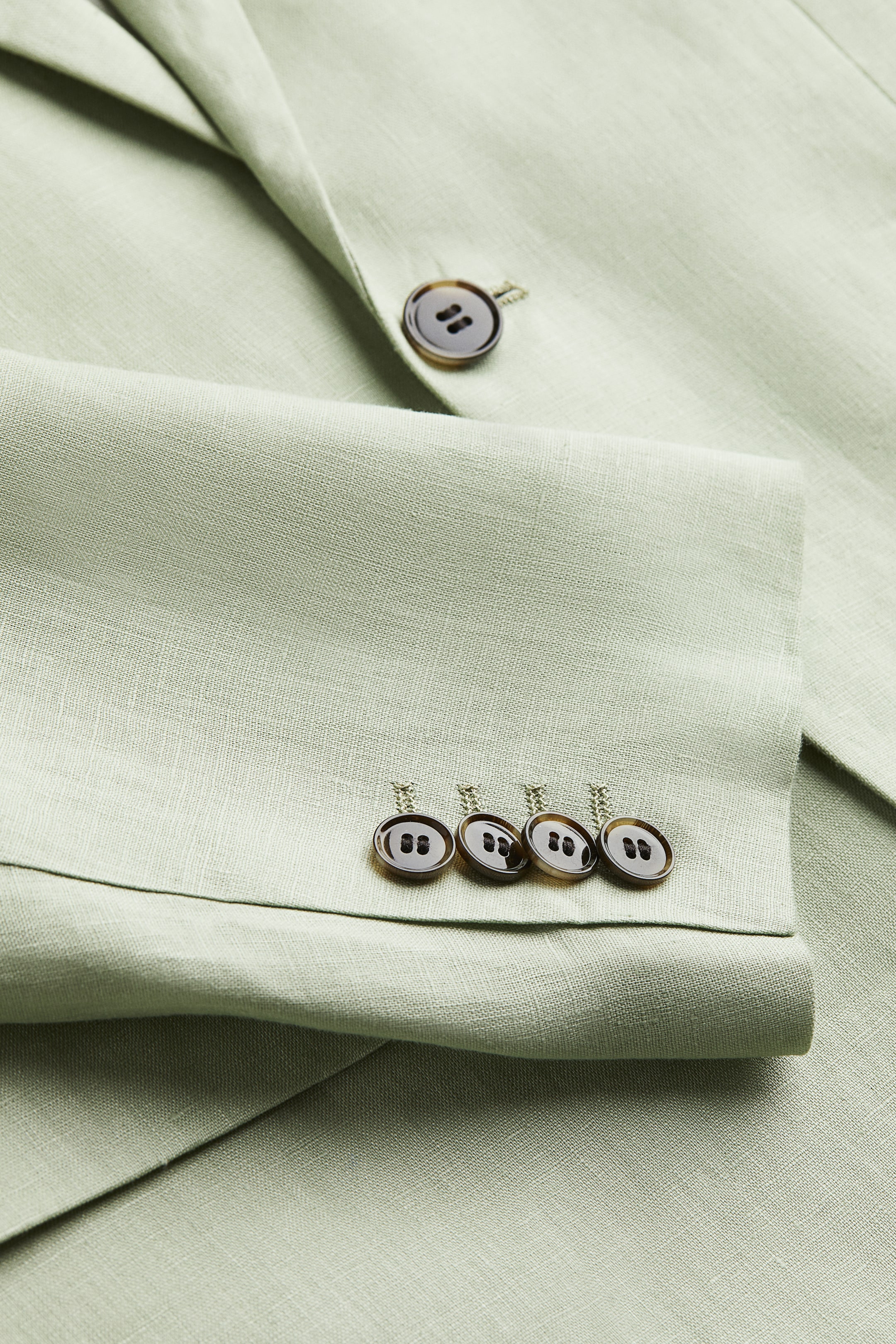 이미지 확대 보기: 레귤러핏 리넨 재킷 - 피스타치오 그린 - Men | H&M KR 2