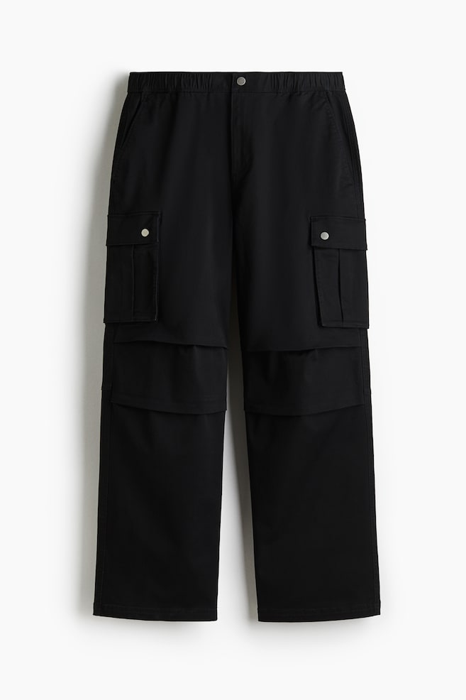 Loose-Fit Cargo Pants - Black - 1