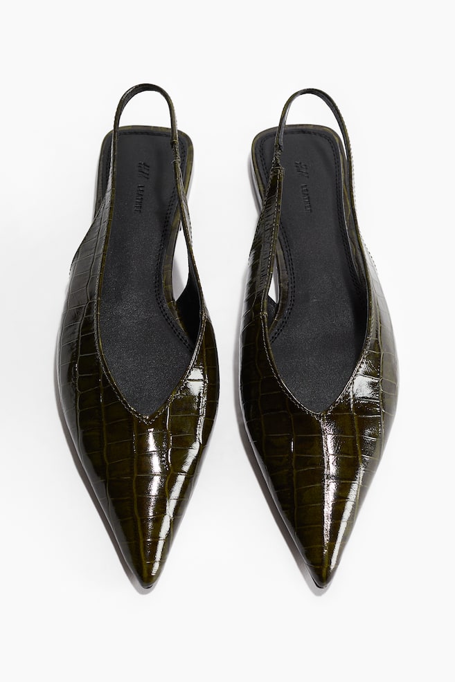 Slingpumps aus Leder - Khakigrün/Kroko-Imitat/Weinrot/Kroko-Imitat - 1