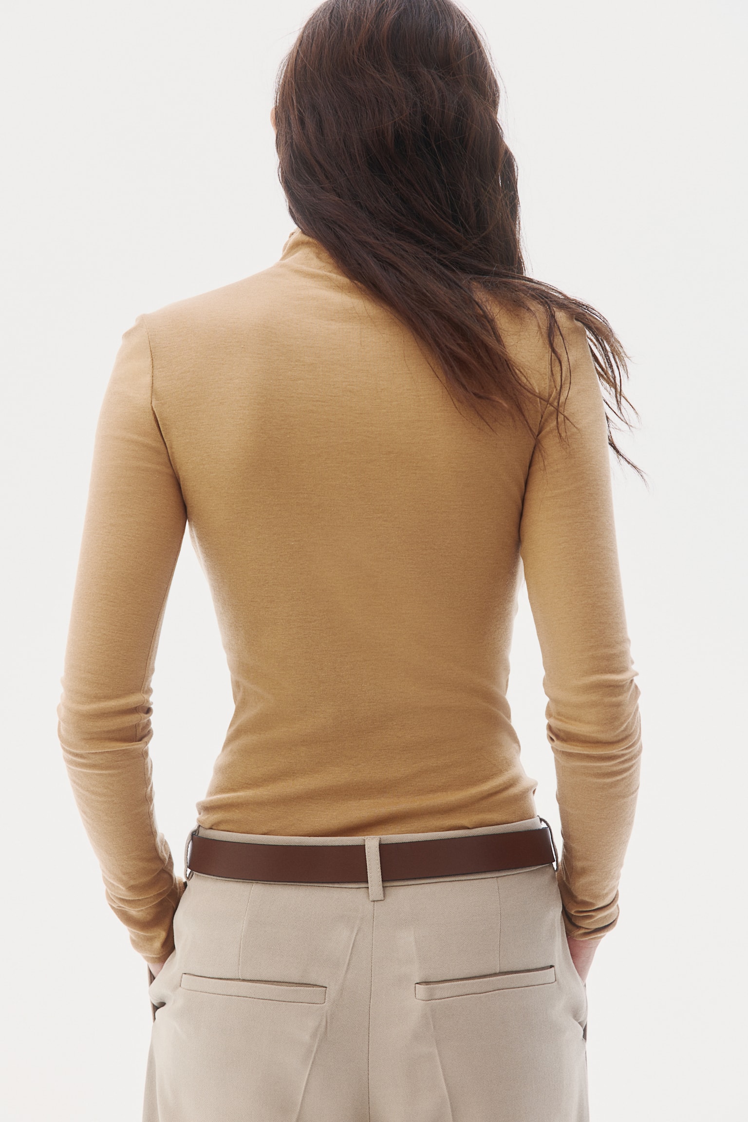 Pima cotton turtleneck top - Dark beige/Beige/Cream/Dark grey/Burgundy/Olive green - 5