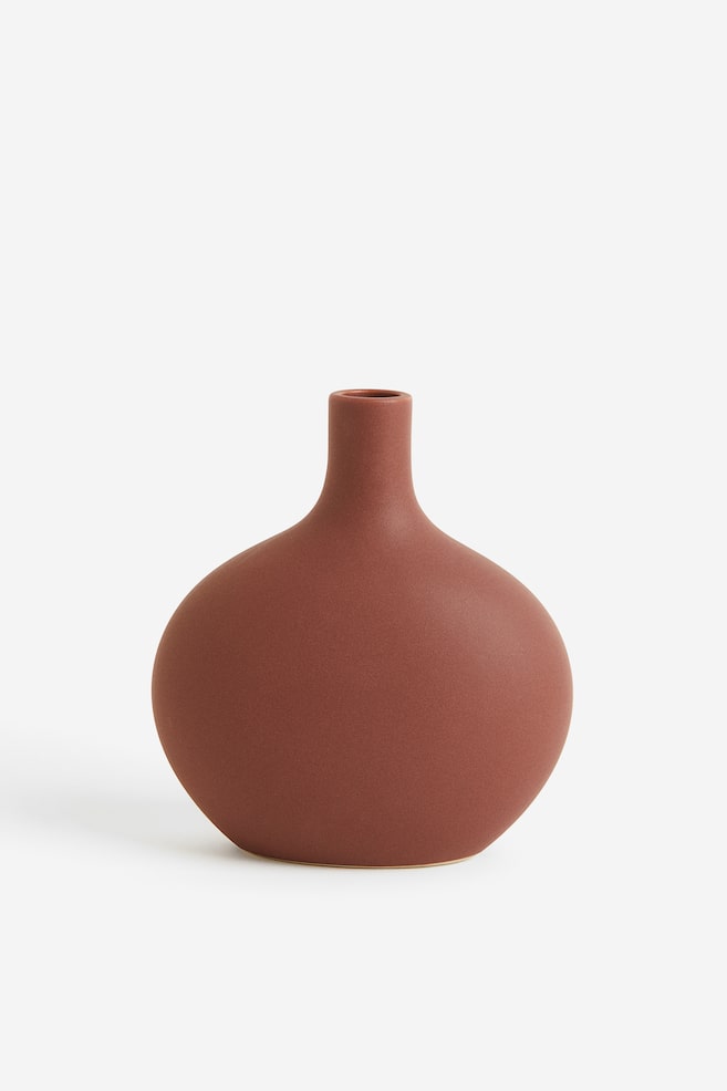 Lille vase i stentøj - Rustbrun - 1