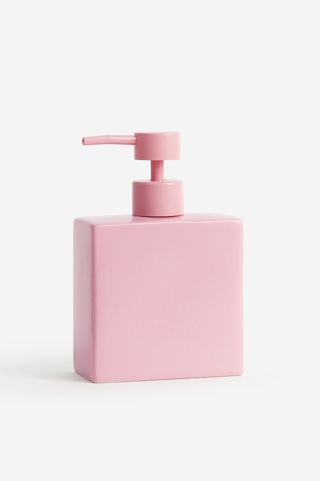Stoneware soap dispenser - Light pink/Black - 1