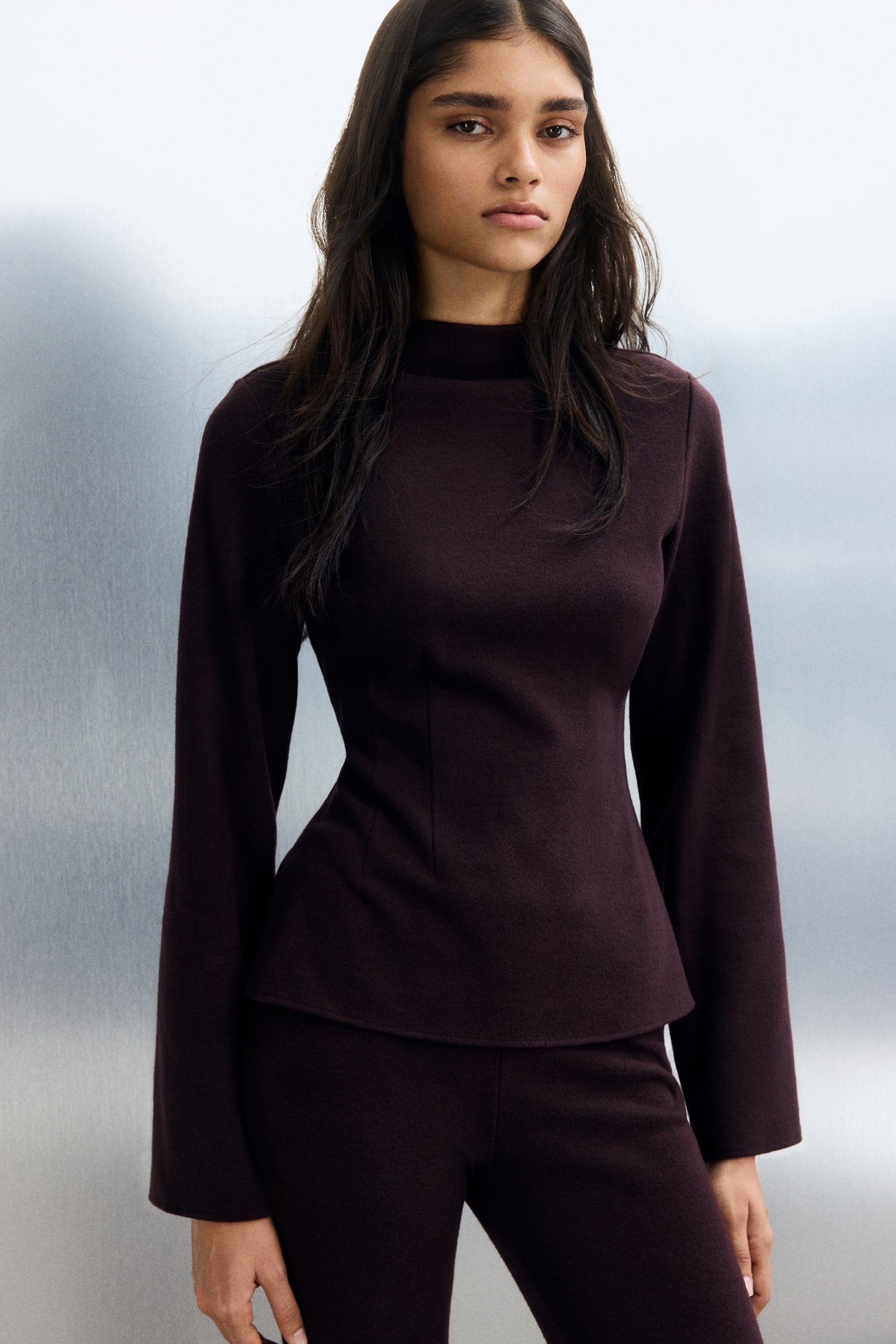 Szűkített derekú felső - Szilvapiros/Sötétszürke - 4