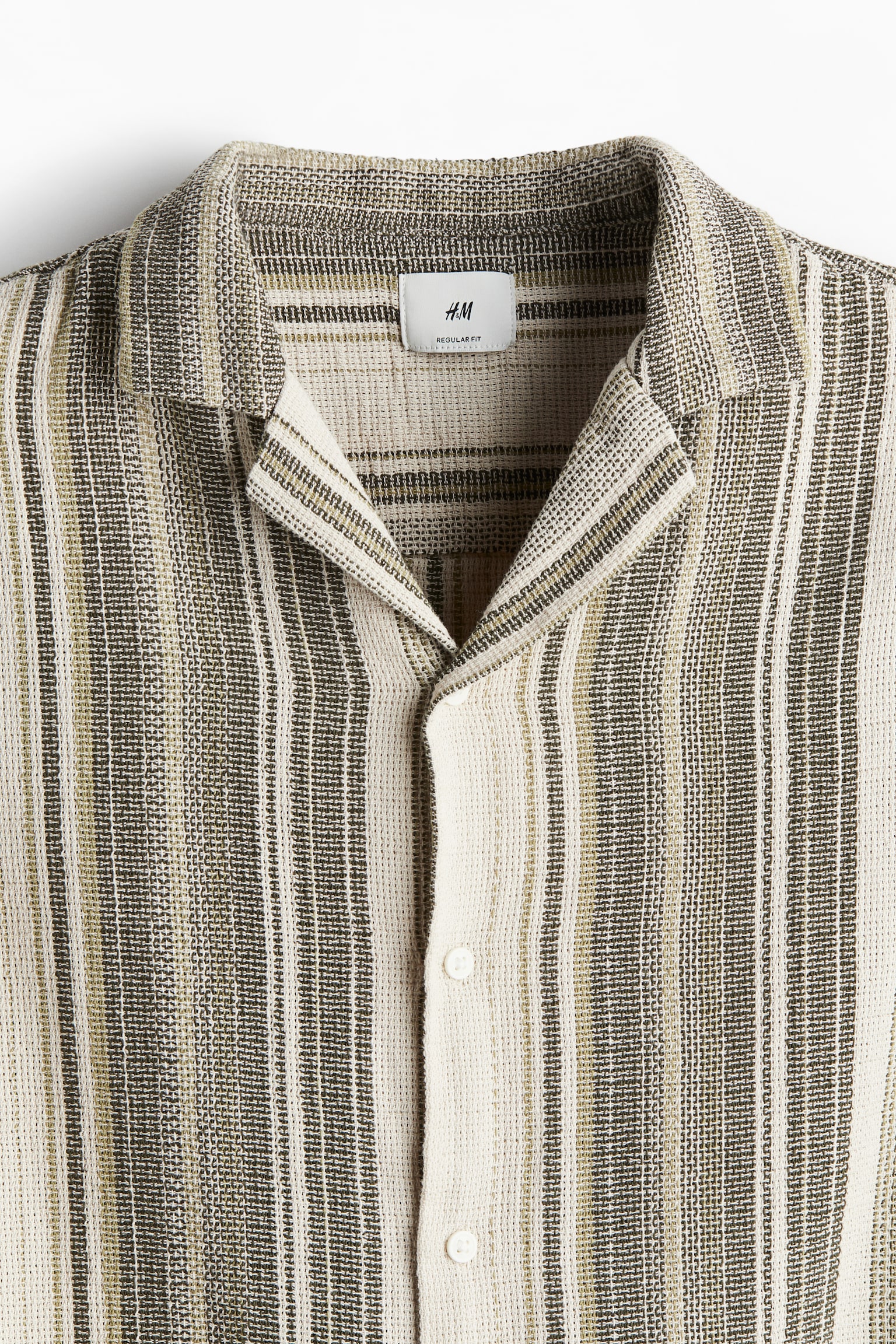 Regular Fit Textured resort shirt - Dark green/Striped/Navy blue - 6