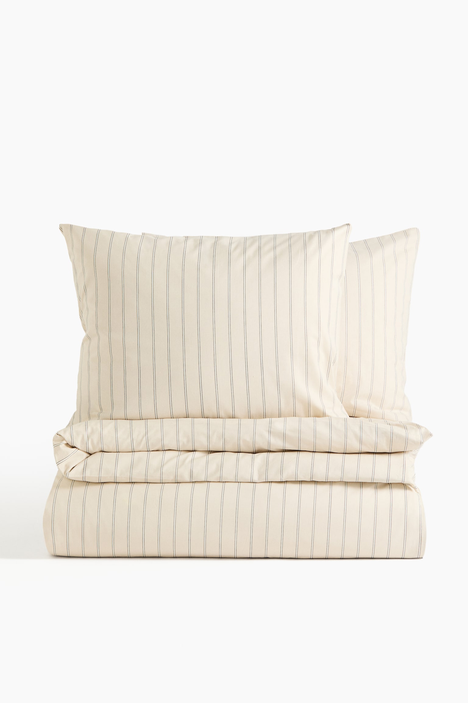 Housse de couette très grand lit double rayée - Beige clair/rayé/Vert ancien clair/rayé/Rose ancien/rayé - 1