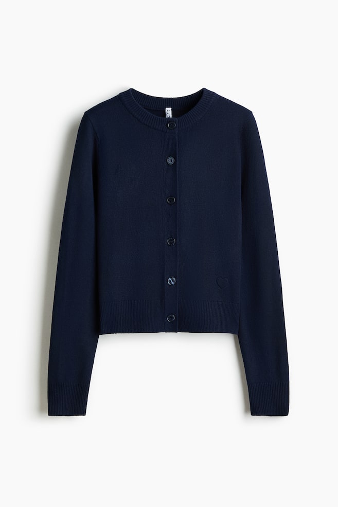 Fine-knit cardigan - Navy blue - 1