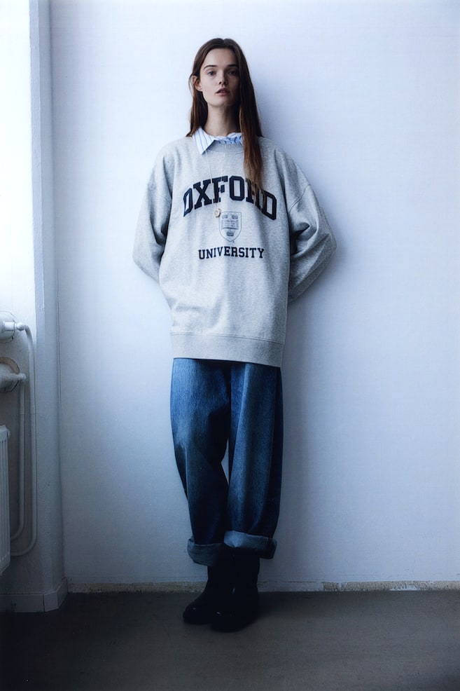 Oversized Sweatshirt - Graumeliert/Oxford University/Cremefarben/Nirvana - 3