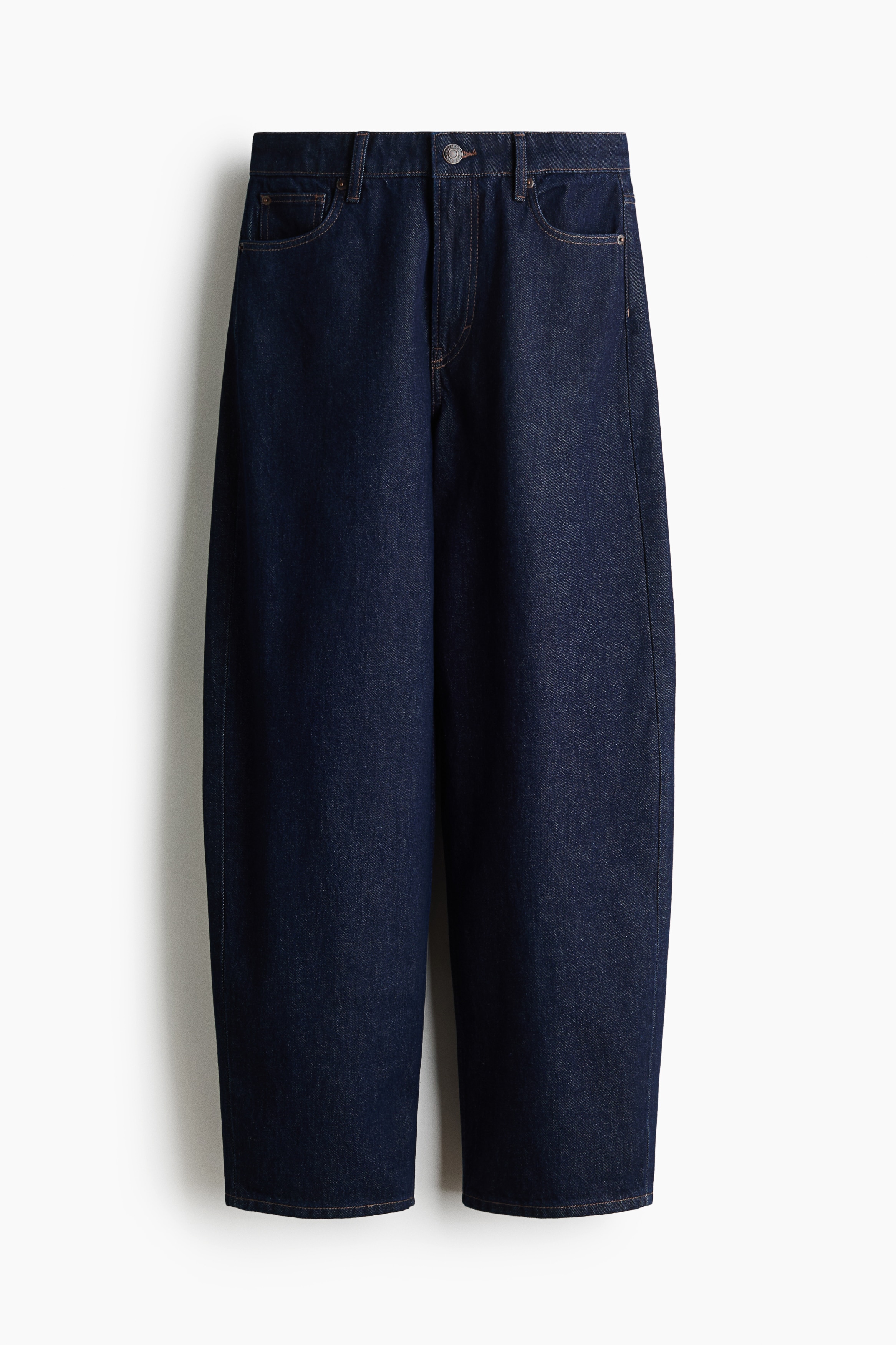 Baggy Barrel Regular Waist Jeans - Azul denim oscuro/Beige claro/Azul denim claro