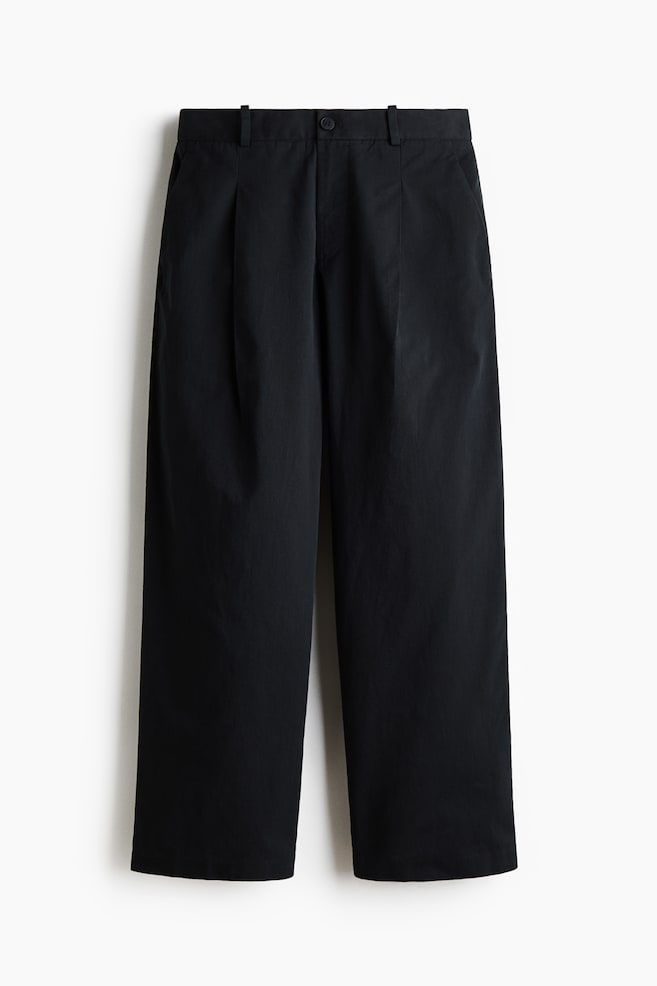 Elegante Hose in Loose Fit - Schwarz/Beige - 1