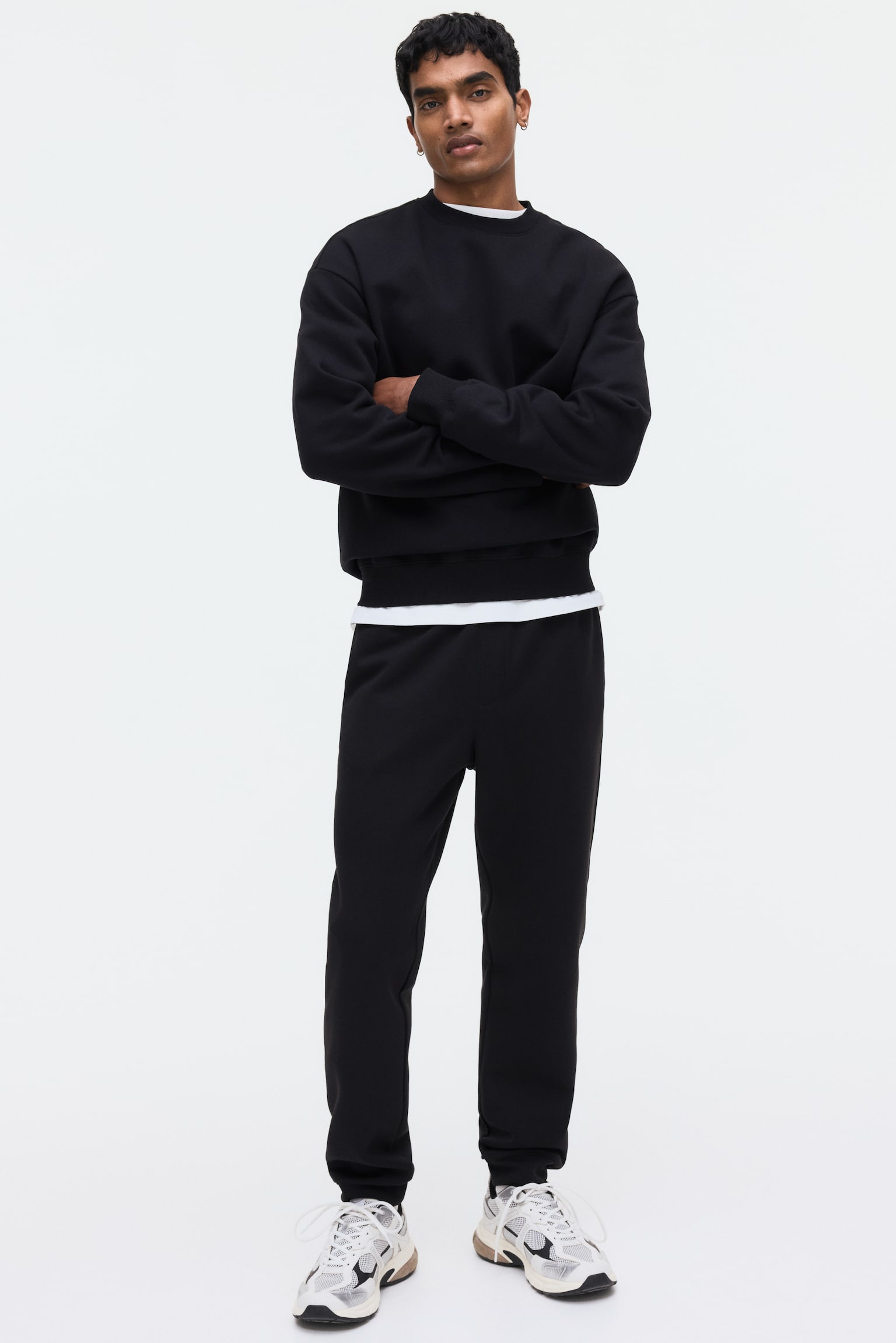 Regular Fit Interlock sweatpants - Black/Dark blue/Dark brown/Dark grey - 1