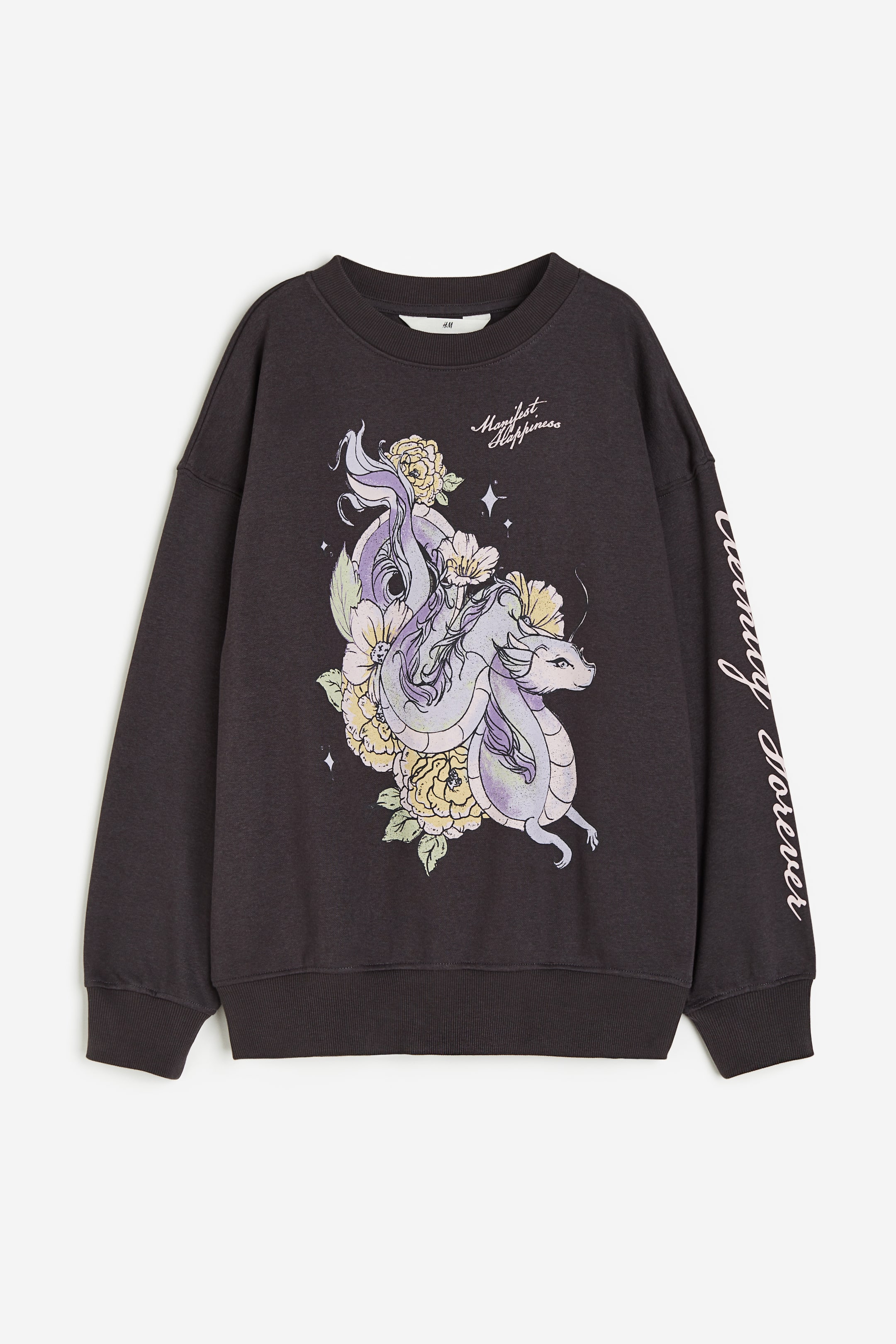 Ver imagen más grande: Sudadera oversize - Gris oscuro/Dragón - NIÑOS | H&M ES 1