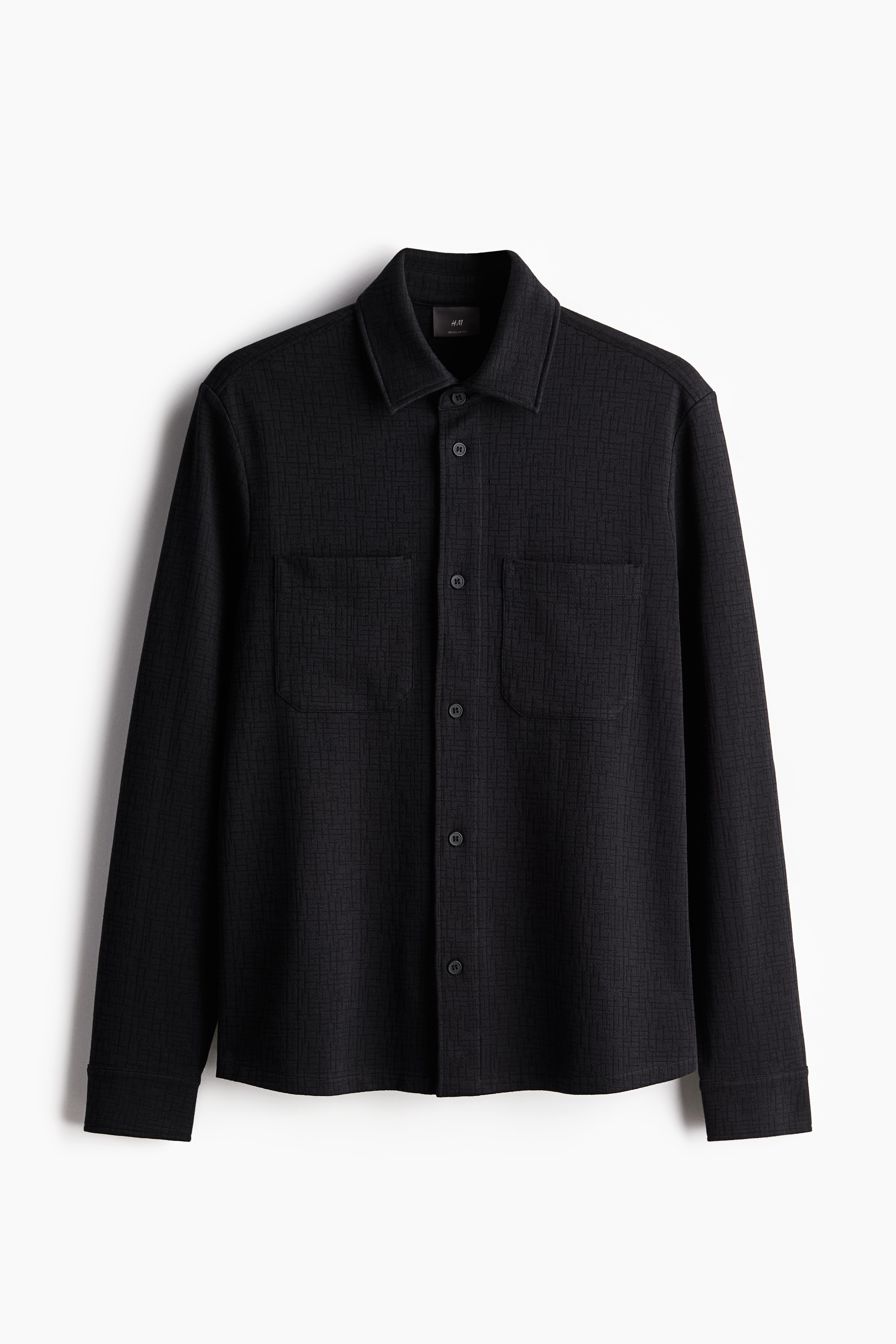 Men - Black Regular Fit Textured overshirt - Size: S  - H&M