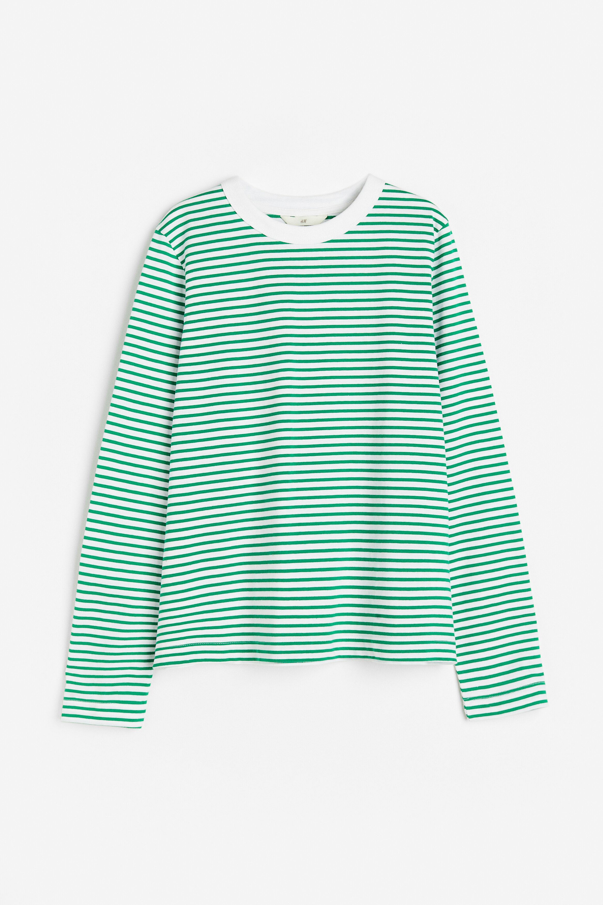 h&m green and white top