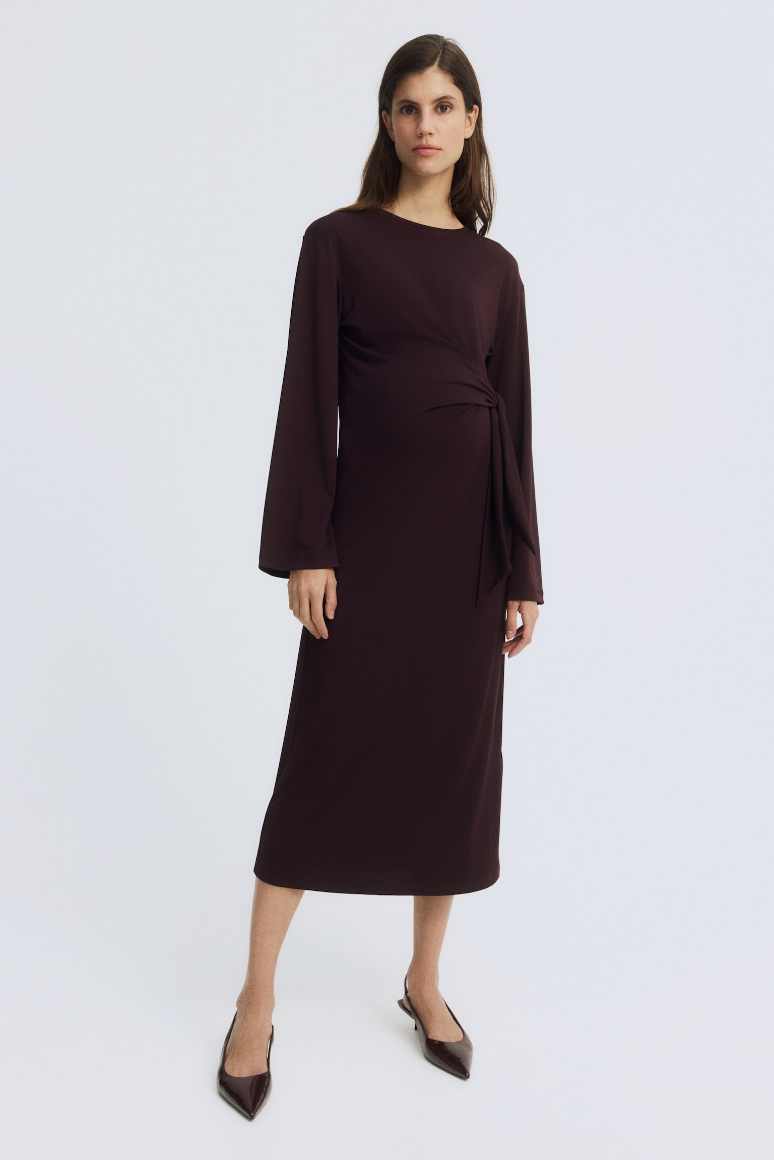 MAMA שמלה עם קשירה - סגול שזיף - 5