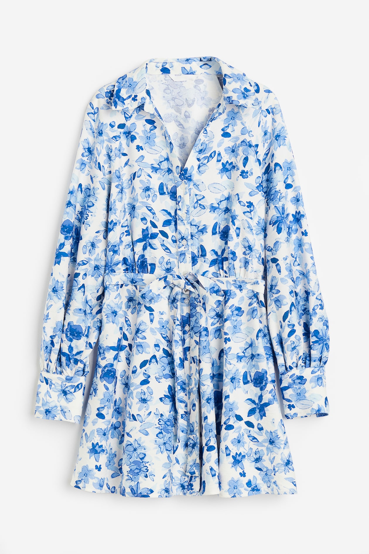 h&m blue white floral dress H&M Divided Cut-Out White/Blue Floral Dress