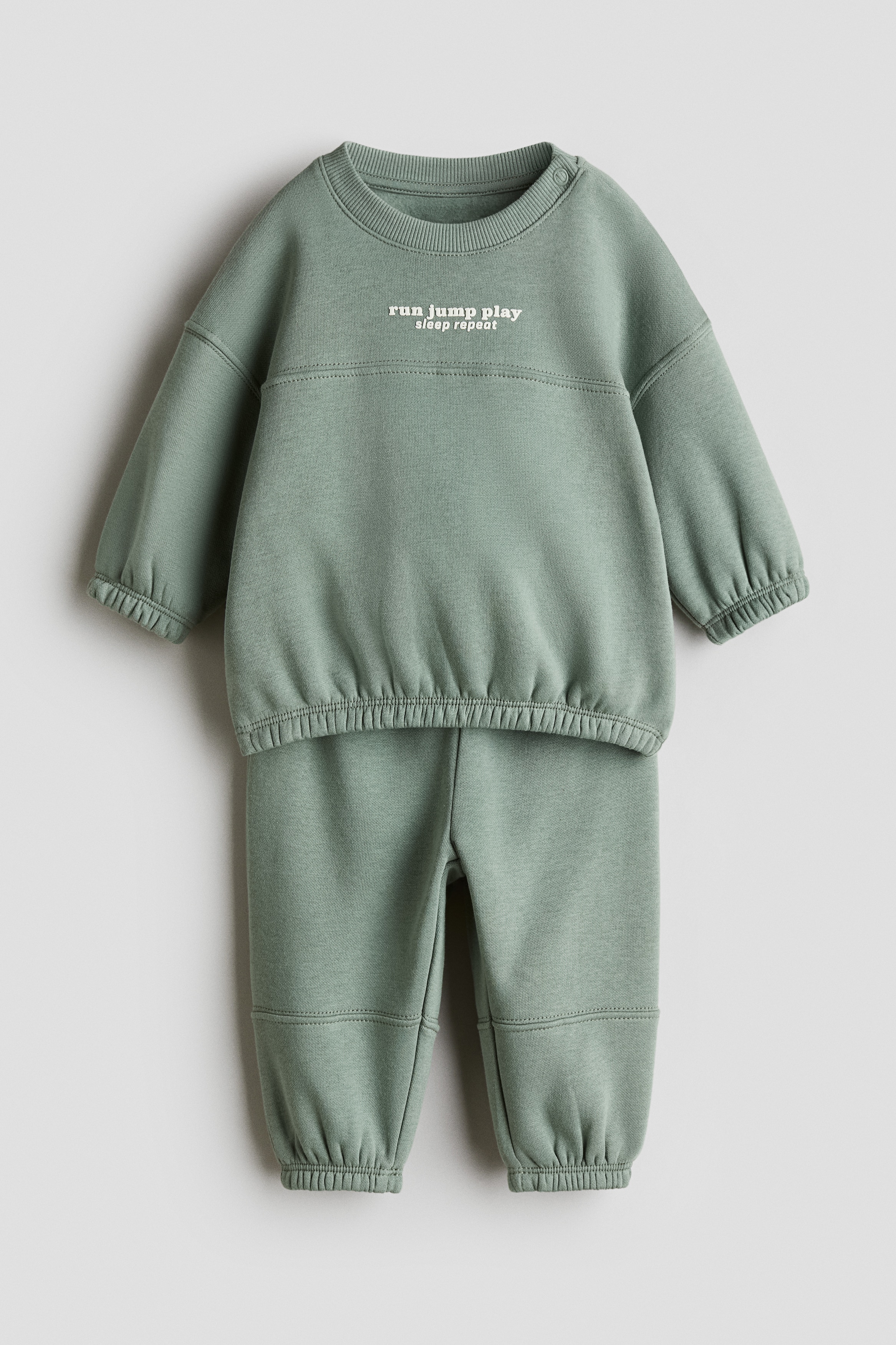Bambino - Verde chiaro/Run Jump Play Set 2 pezzi in felpa con interno spazzolato - Size: 98 (2-3Y)  - H&M