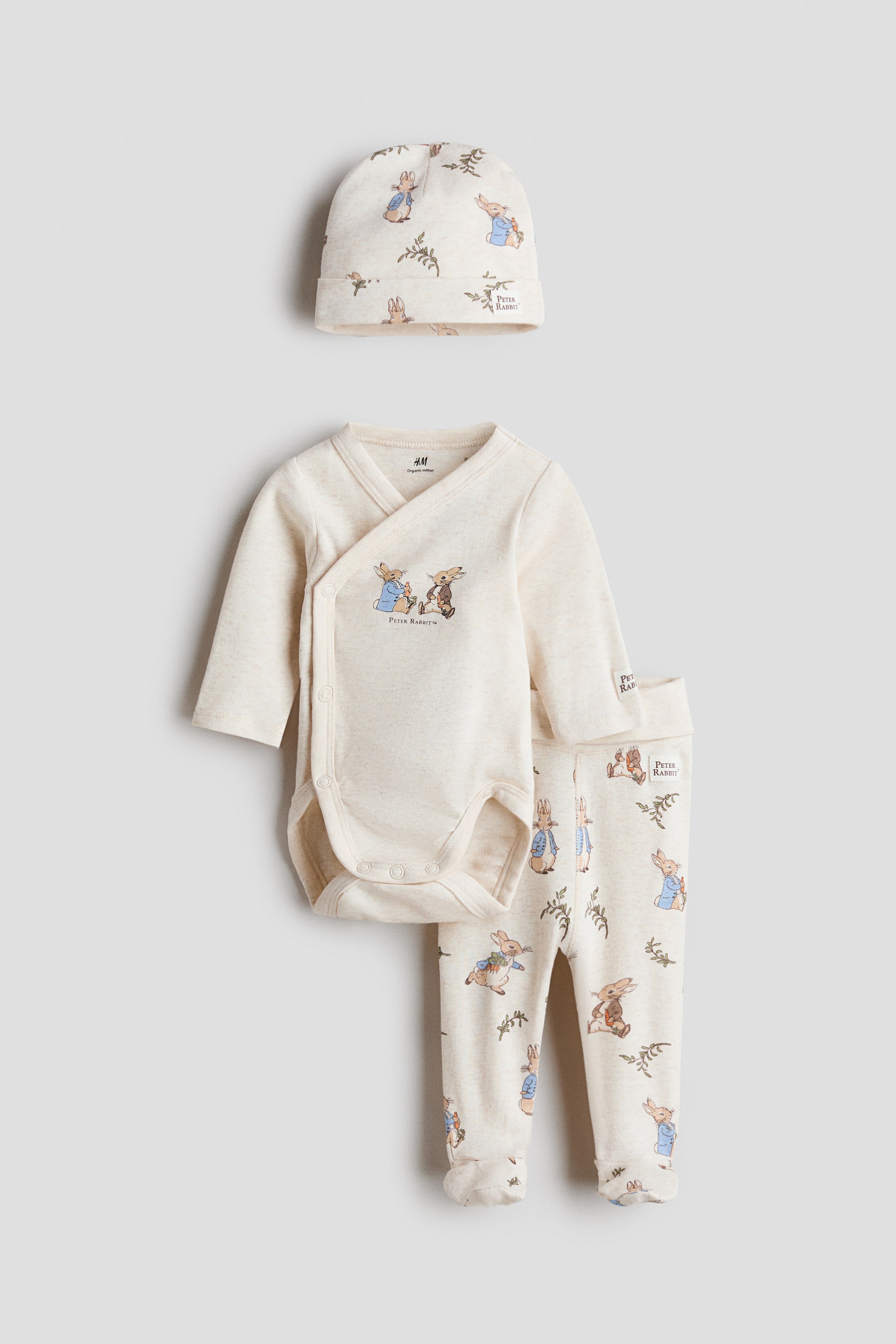 Zobrazit větší obrázek: Trojdílná bavlněná souprava s potiskem - Světle béžová/králík Petr - DĚTI | H&M CZ 1