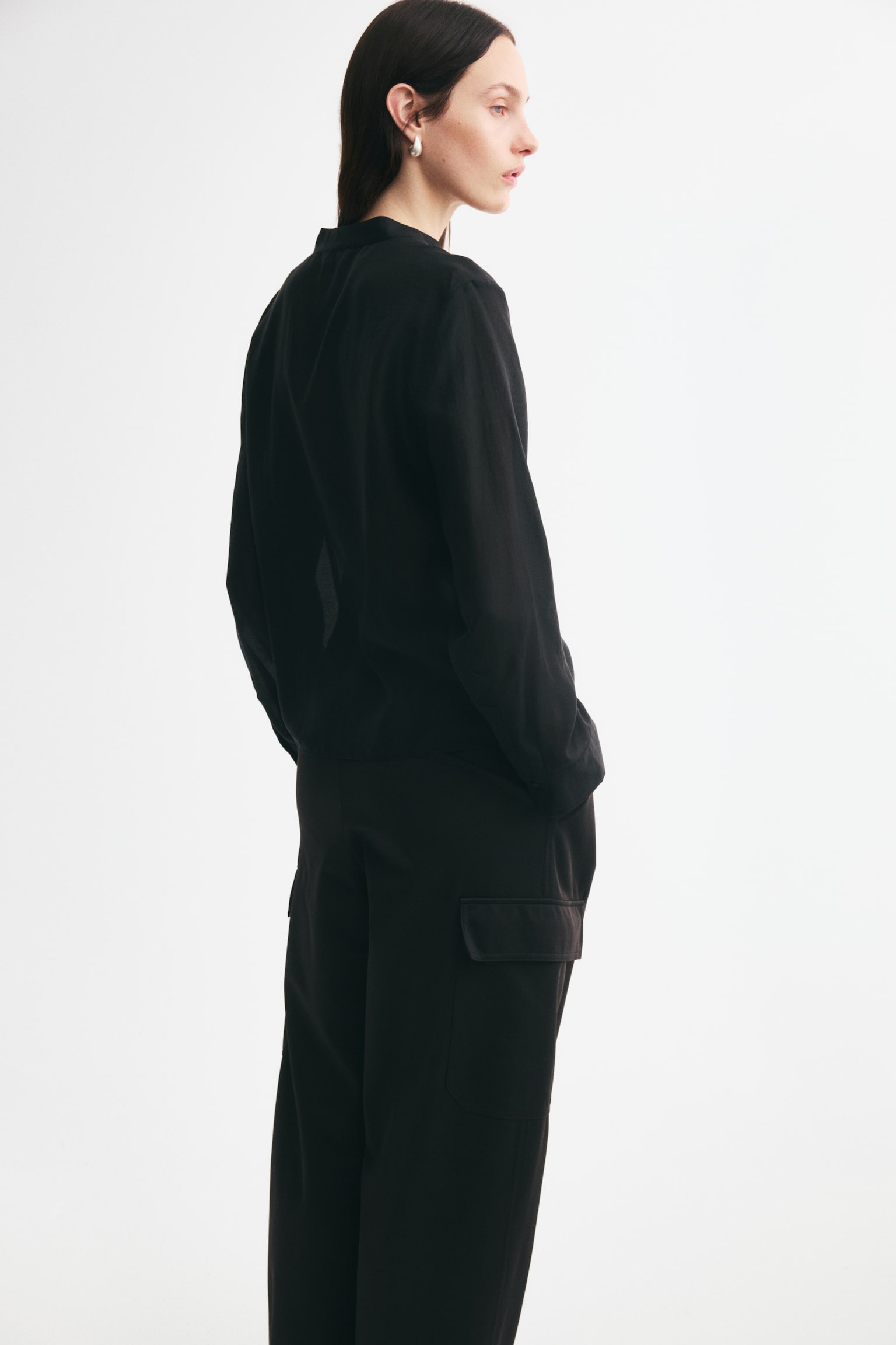 Женская рубашка H&M Knot-Button, цвет: Чёрный — фото 5