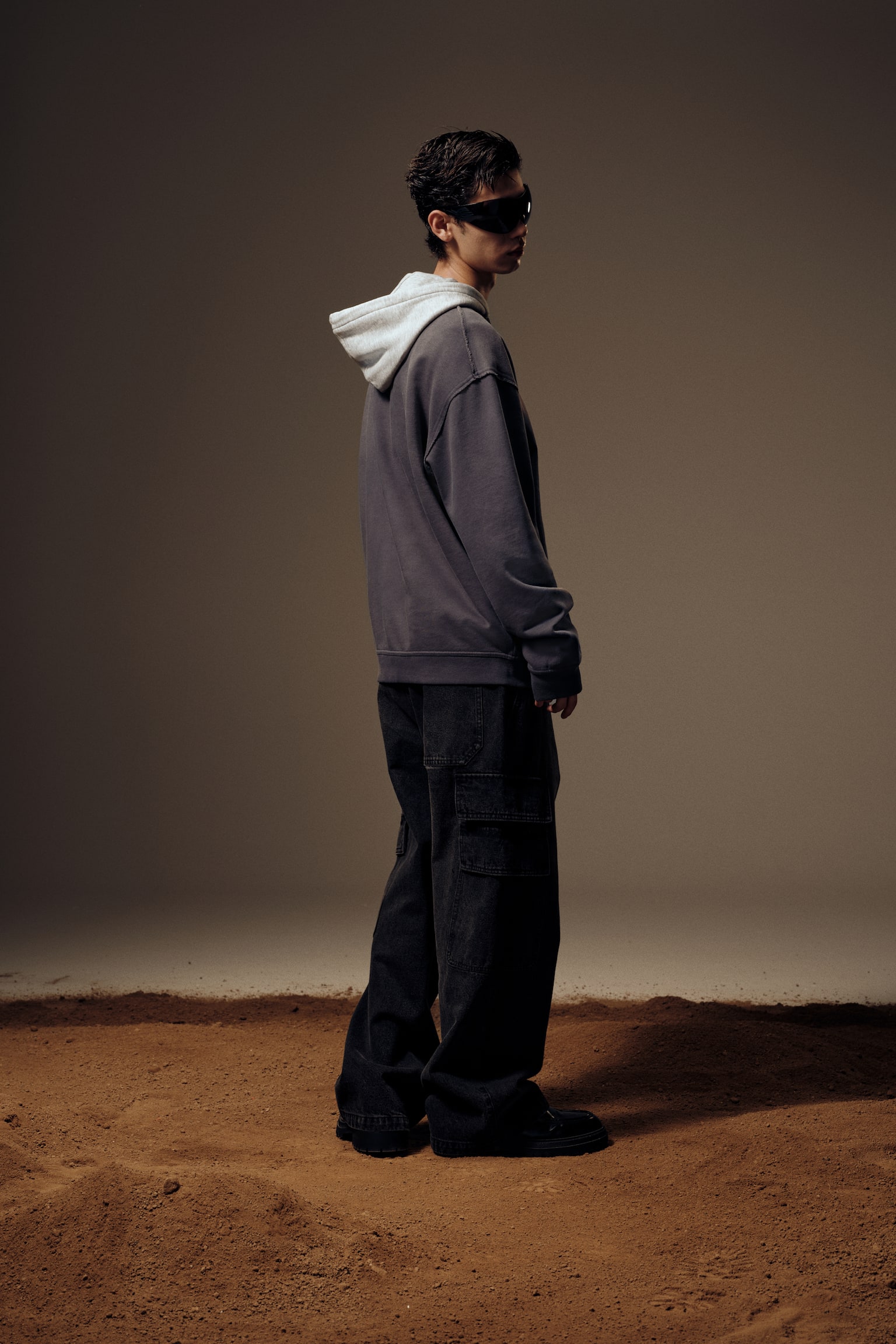 프린트 스웨트셔츠 루즈핏 - 블랙/다크 그레이 - 5