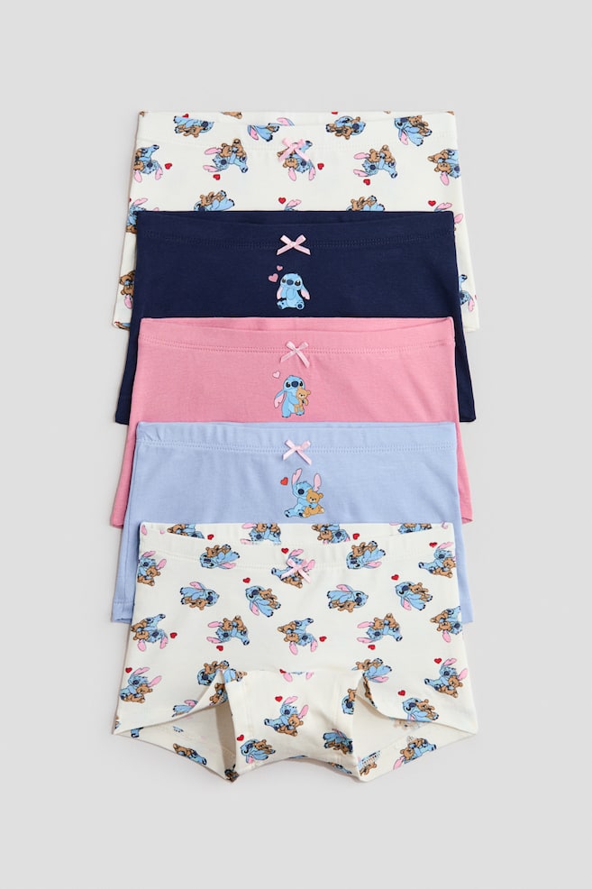 5-Pack Printed Cotton Boxer Briefs - Cream/Lilo & Stitch/Pink/CapyFun/Cream/Hello Kitty - 1