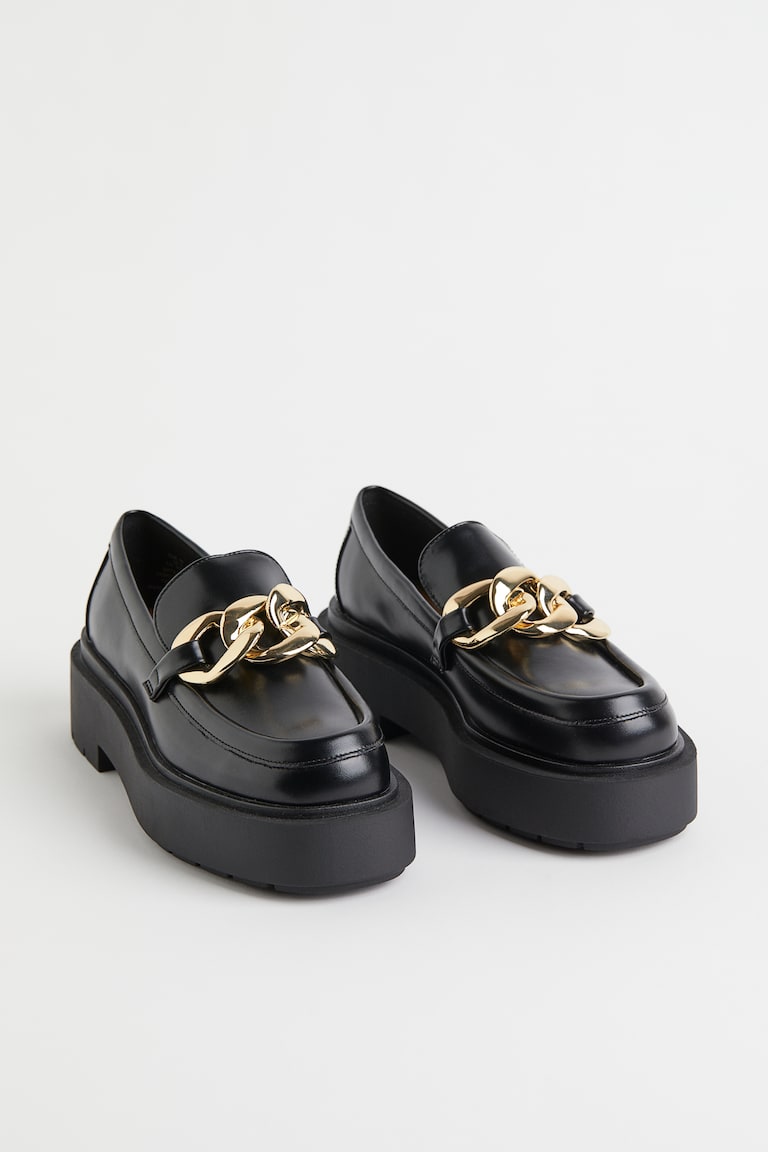 Chunky Loafers With Gold Chain Chain-detail Chunky Loafers