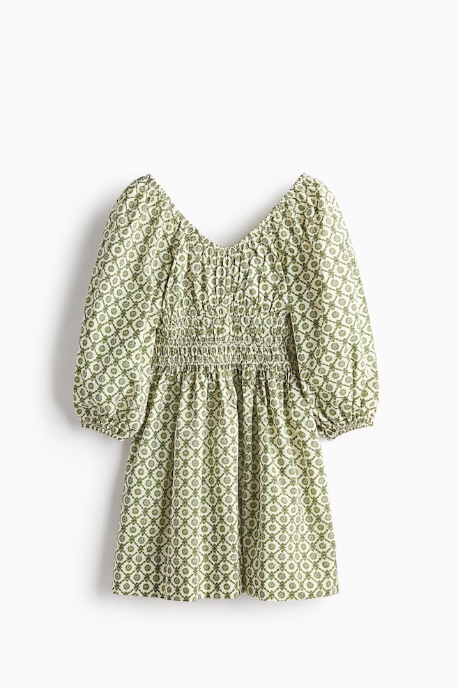 Vestido con vuelo en algodón - Verde/Diseño/Blanco/Floreado - 1