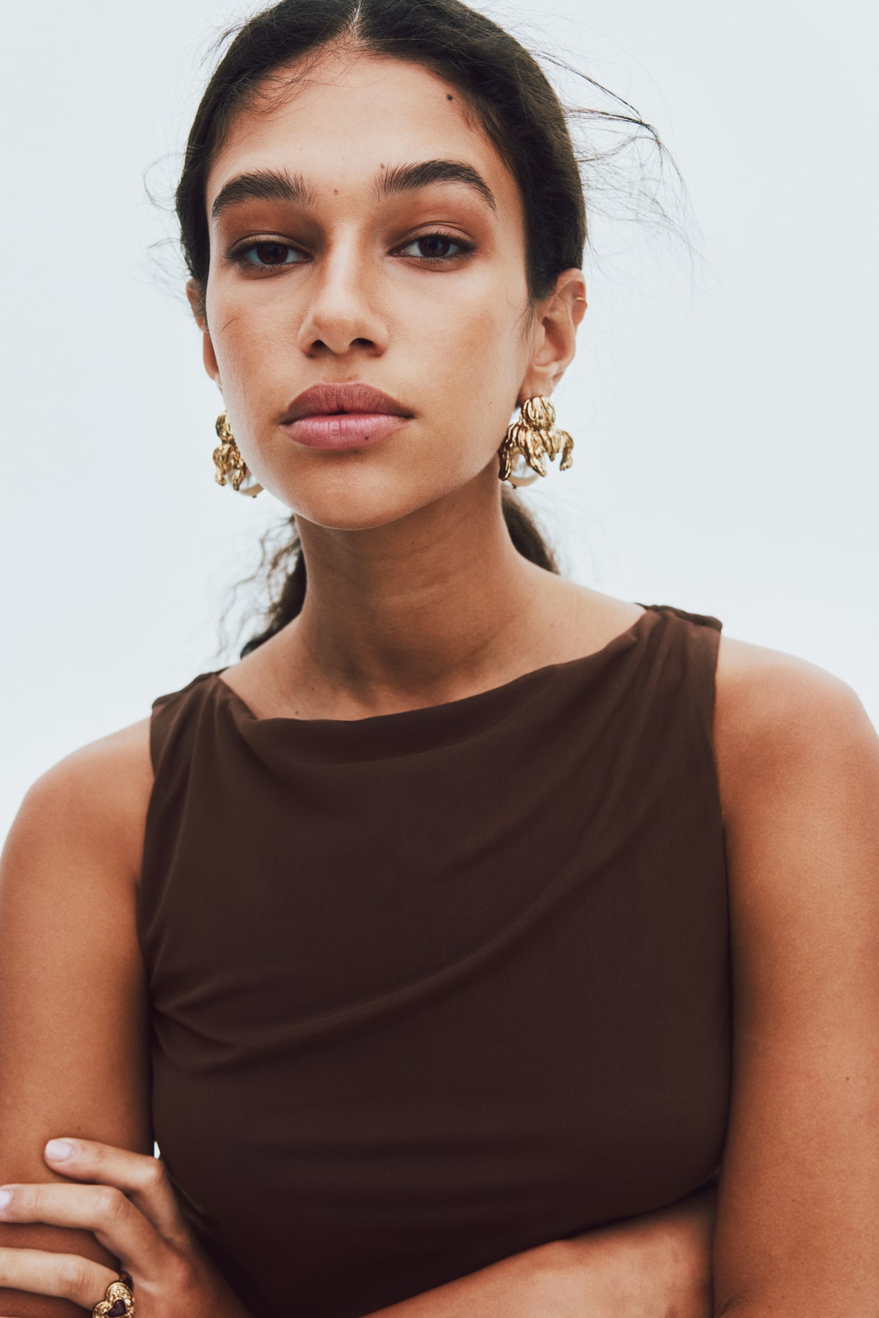 Draped Mesh Sleeveless Top - image 4