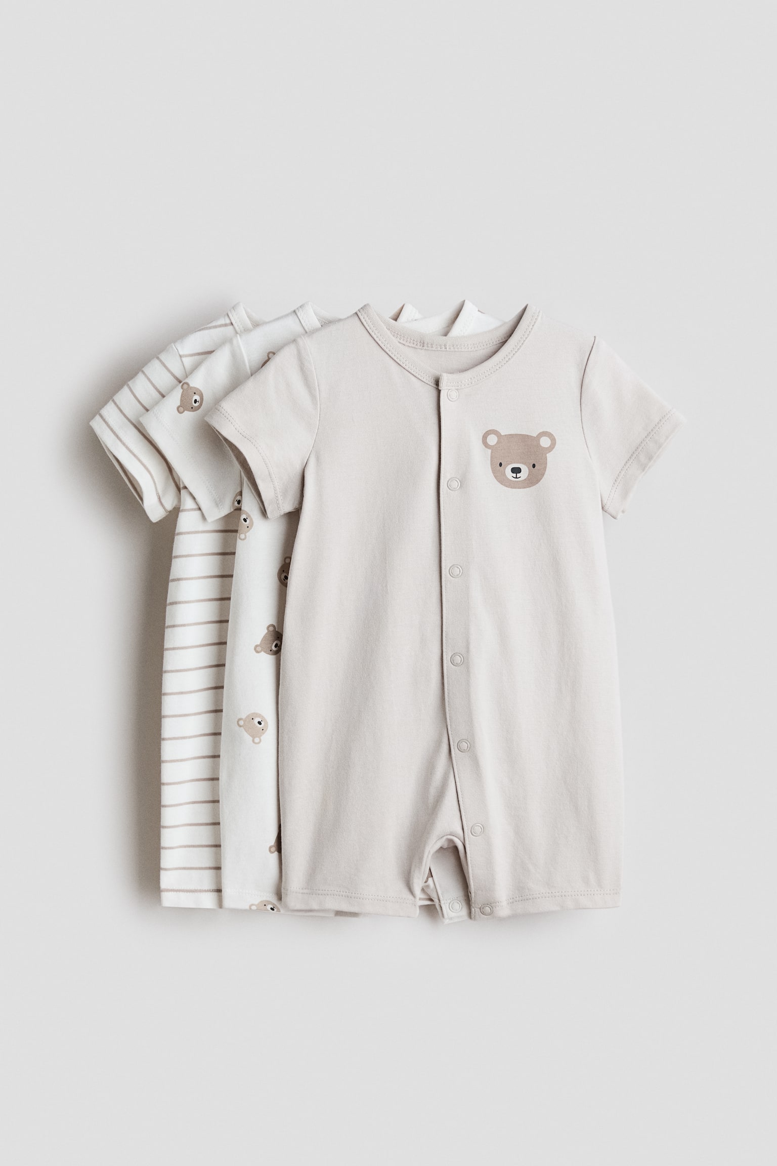 Pack de 3 pijamas enteros cortos - Crema/Osos