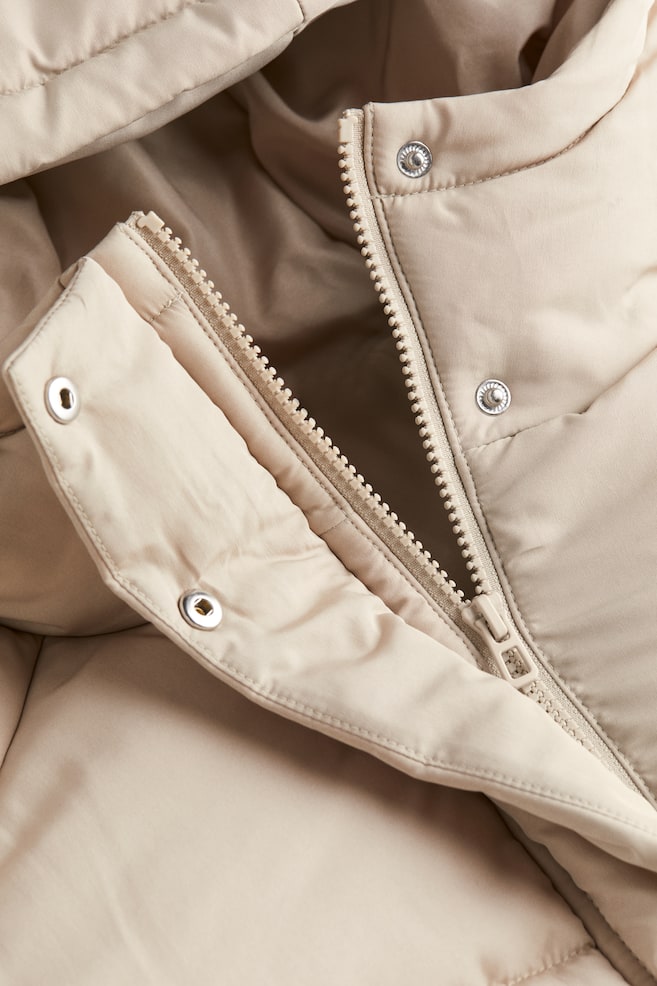 Drawstring-waist puffer jacket - Light beige/Black/White - 5