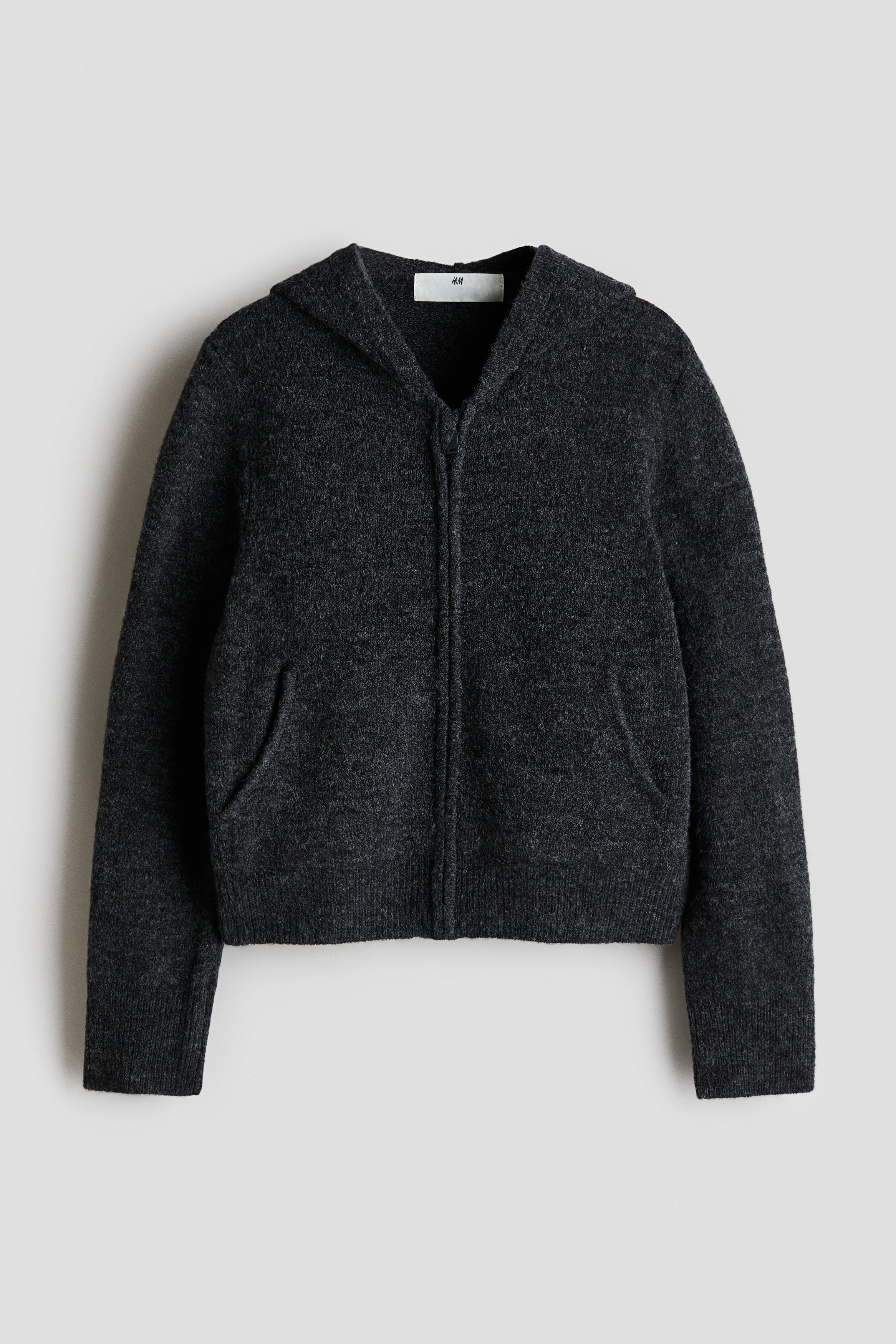 Knitted zip-through hoodie