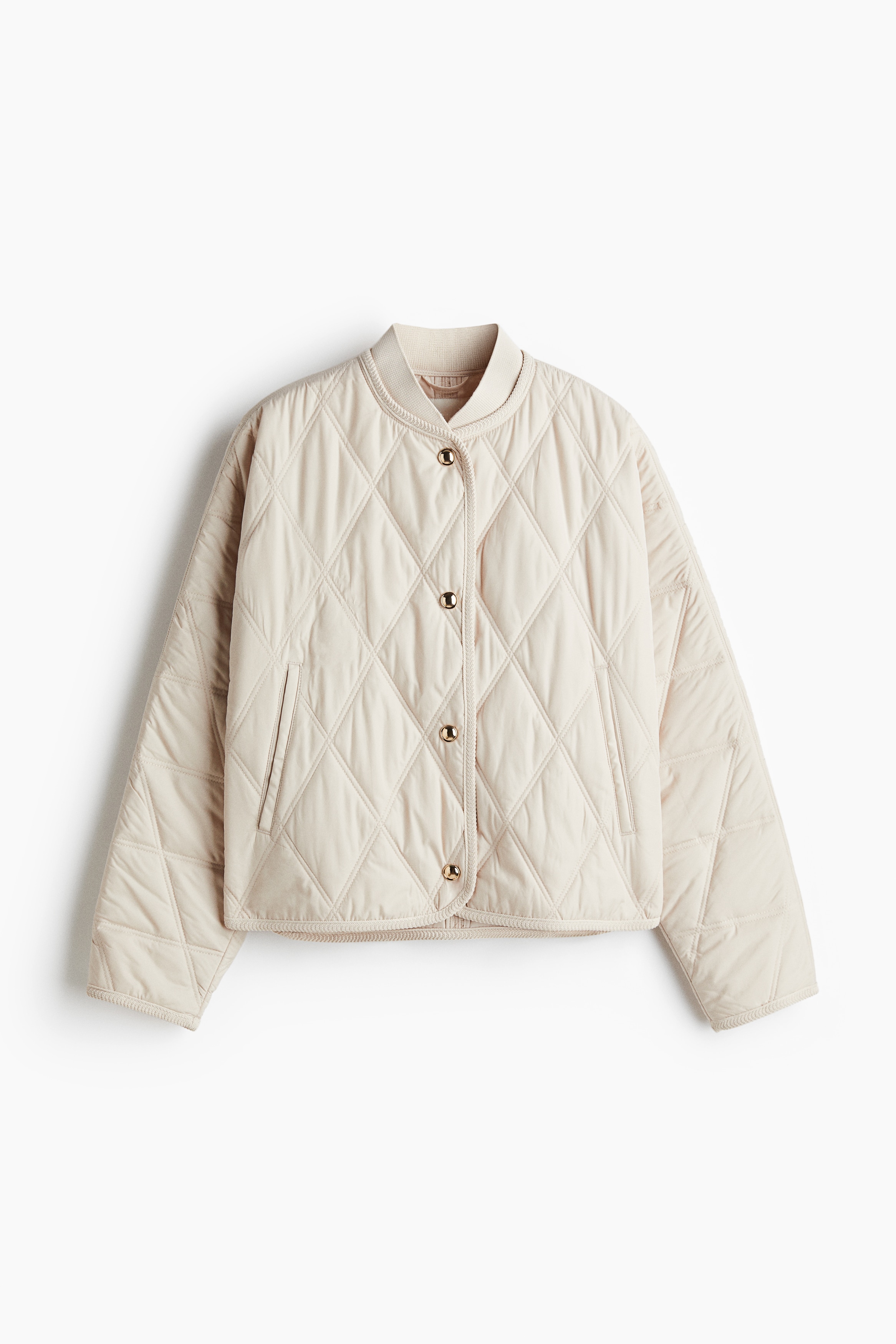 퀼티드 재킷 - 라이트 베이지/다크 카키 그린