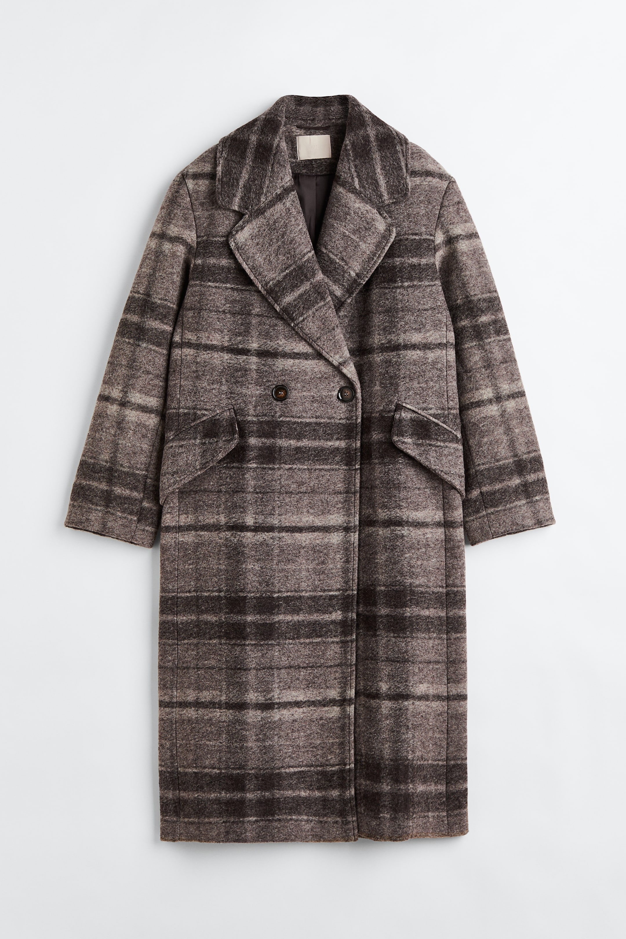 Wool-blend coat - Brown/Checked - Ladies | H&M GB 1