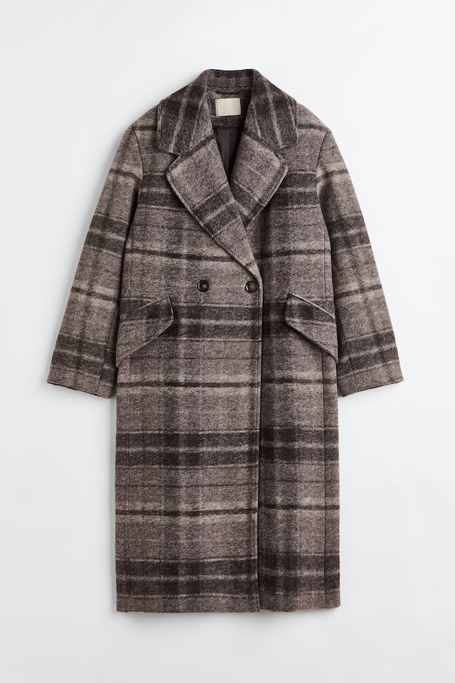 Wool-blend coat - Brown/Checked/Grey/Checked - 1