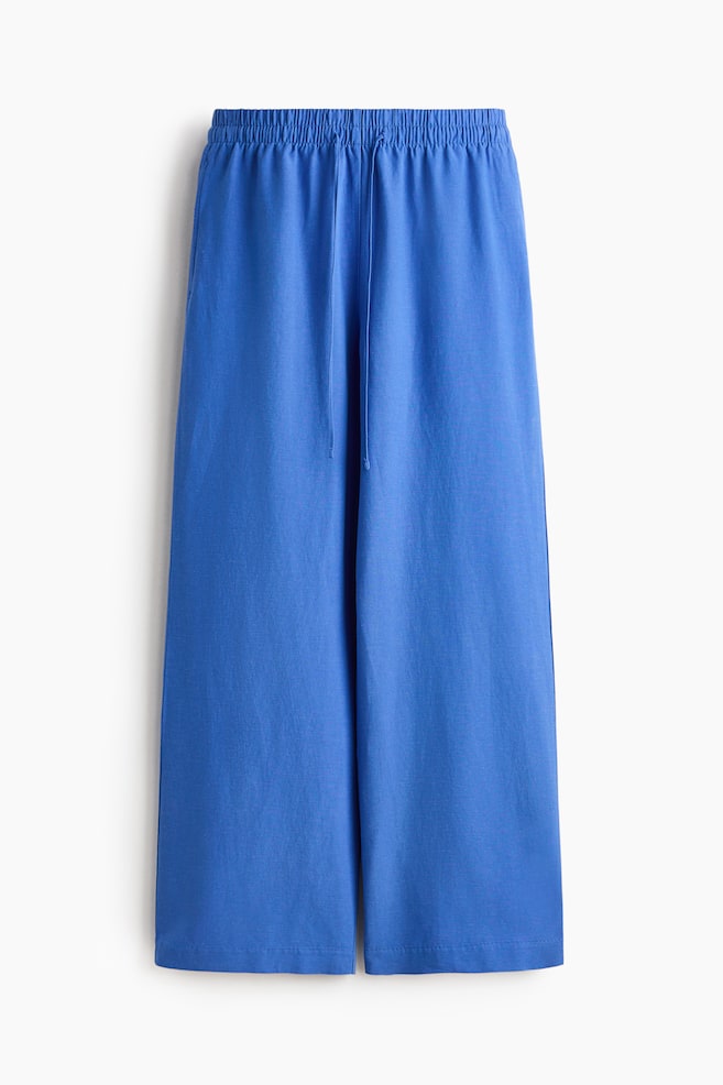 Linen-blend drawstring trousers - Bright blue/Pink/Light yellow/Orange/Bright red/Beige/Striped/Red - 1