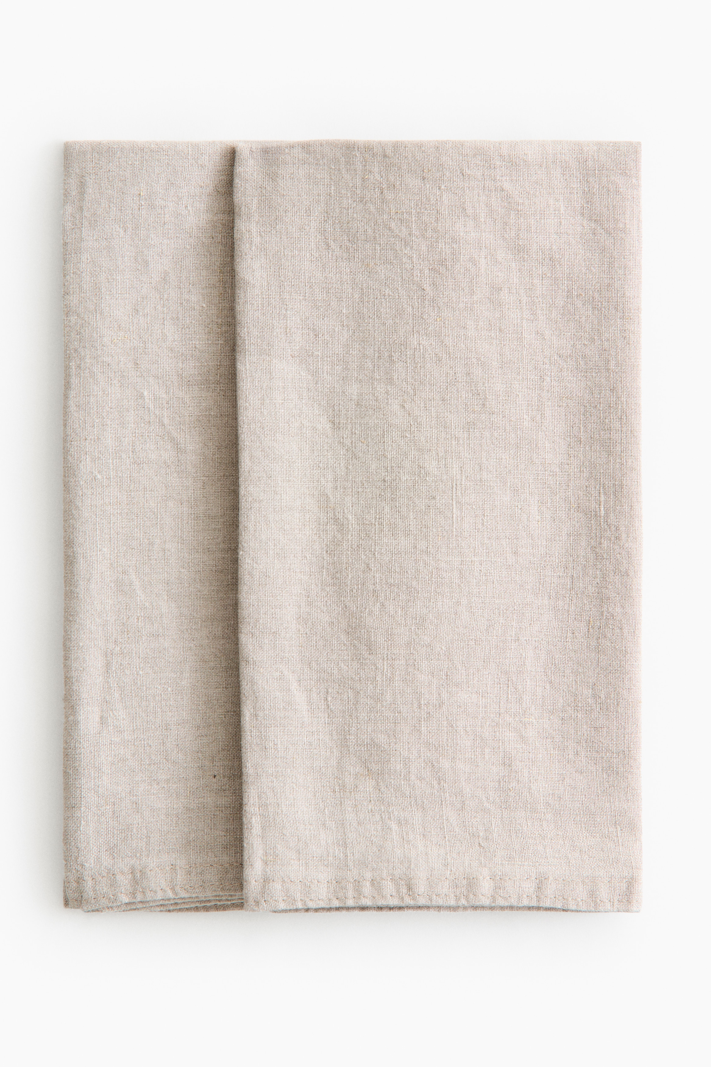 2er-Pack Leinenservietten - Beige/Weiß